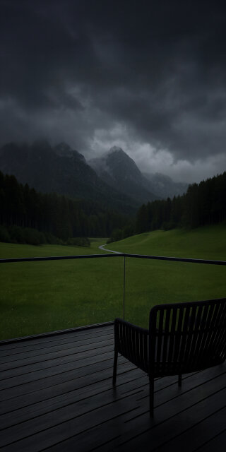 Dark Mountain Valley Wallpaper
