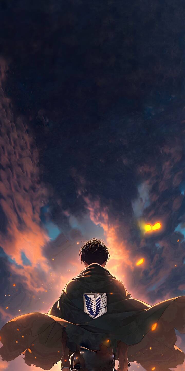 A dramatic orange-hued sky with dark clouds and fiery embers frames the back of a determined Scout Regiment member in this stunning 4K wallpaper. This powerful Attack on Titan wallpaper, featuring the iconic Wings of Freedom, is perfect for your iPhone. | anime iphone wallpaper dark sky mobile attack on titan 4k wallpaper hd wallpaper epic aot eren yeager scout regiment A dramatic orange-hued sky with dark clouds and fiery embers frames the back of a determined Scout Regiment member in this stunning 4K wallpaper. This powerful Attack on Titan wallpaper, featuring the iconic Wings of Freedom, is perfect for your iPhone.