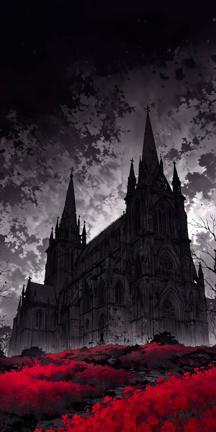 Vibrant red foliage starkly contrasts the somber, towering gothic cathedral under a cloudy, dramatic sky in this captivating 4K wallpaper. This atmospheric wallpaper is perfect for personalizing your iPhone screen with a blend of mystery and bold color. | aesthetic church iphone wallpaper mobile moody 4k wallpaper hd wallpaper gothic architecture dark fantasy gothic cathedral red foliage Vibrant red foliage starkly contrasts the somber, towering gothic cathedral under a cloudy, dramatic sky in this captivating 4K wallpaper. This atmospheric wallpaper is perfect for personalizing your iPhone screen with a blend of mystery and bold color.