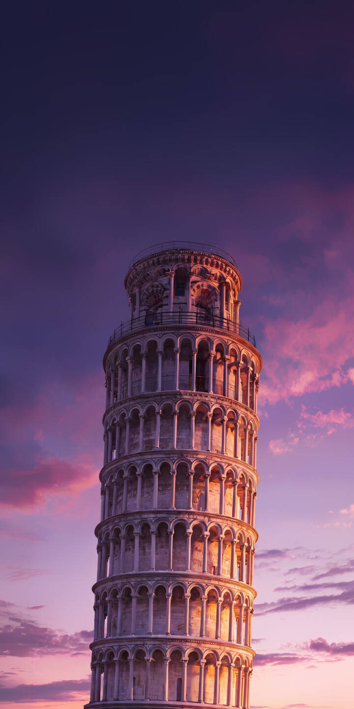 A captivating fusion of purple and pink hues illuminates the sky behind the historic Leaning Tower of Pisa in this stunning 4K wallpaper. This iconic architecture against a vibrant sunset makes for an exceptional wallpaper for your iPhone. | sunset architecture landmark iphone wallpaper mobile italy 4k wallpaper hd wallpaper purple sky pisa leaning tower of pisa A captivating fusion of purple and pink hues illuminates the sky behind the historic Leaning Tower of Pisa in this stunning 4K wallpaper. This iconic architecture against a vibrant sunset makes for an exceptional wallpaper for your iPhone.