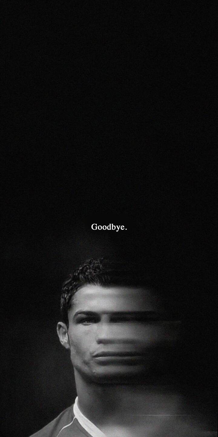 The evocative word 'Goodbye.' appears above Cristiano Ronaldo's partially blurred face in this dramatic 4K wallpaper, capturing a melancholic transition perfect for your iPhone. This dark monochrome wallpaper offers a striking and unique visual statement. | aesthetic iphone ronaldo wallpaper cr7 cristiano ronaldo mobile 4k wallpaper hd wallpaper monochrome glitch goodbye The evocative word 'Goodbye.' appears above Cristiano Ronaldo's partially blurred face in this dramatic 4K wallpaper, capturing a melancholic transition perfect for your iPhone. This dark monochrome wallpaper offers a striking and unique visual statement.