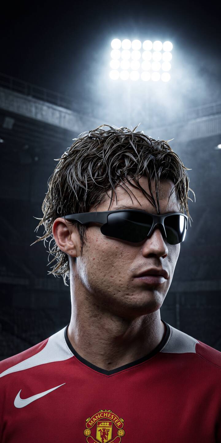Bright stadium lights cast a dramatic glow on Cristiano Ronaldo's wet hair and his focused expression behind sleek black sunglasses in this intense 4K wallpaper. This vibrant wallpaper, showcasing his Manchester United jersey, makes an exceptional background for your iPhone. | sports football stadium sunglasses iphone ronaldo wallpaper cristiano ronaldo mobile manchester united 4k wallpaper hd wallpaper Bright stadium lights cast a dramatic glow on Cristiano Ronaldo's wet hair and his focused expression behind sleek black sunglasses in this intense 4K wallpaper. This vibrant wallpaper, showcasing his Manchester United jersey, makes an exceptional background for your iPhone.