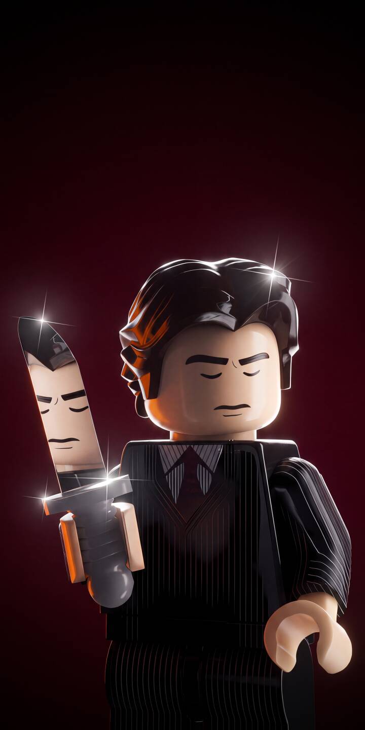 The gleaming knife reflects a haunting face, mirroring the iconic Lego Patrick Bateman figure clad in a sharp pinstripe suit, creating a chilling 4K wallpaper. This unsettling scene makes a perfect psychological thriller wallpaper for your iPhone. | dark lego knife iphone american psycho wallpaper patrick bateman mobile thriller 4k wallpaper hd wallpaper minifigure The gleaming knife reflects a haunting face, mirroring the iconic Lego Patrick Bateman figure clad in a sharp pinstripe suit, creating a chilling 4K wallpaper. This unsettling scene makes a perfect psychological thriller wallpaper for your iPhone.