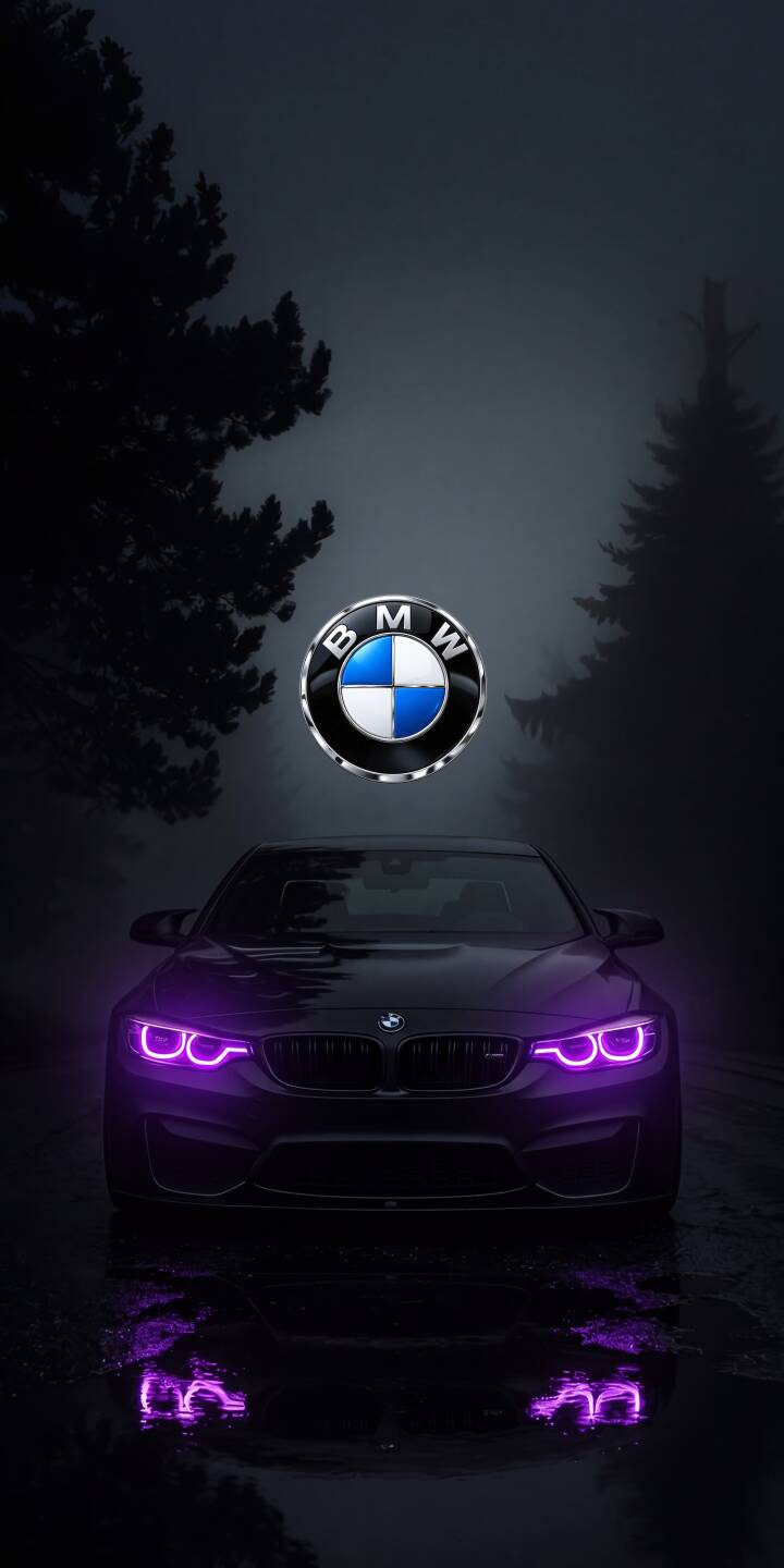 Deep purple headlights glow fiercely from a sleek, dark BMW, beautifully reflecting on the wet ground in this stunning 4K wallpaper. This atmospheric image, with its floating BMW logo against a foggy forest, makes an exceptional wallpaper for iPhone users. | aesthetic car dark purple neon iphone bmw wallpaper mobile 4k wallpaper hd wallpaper automotive Deep purple headlights glow fiercely from a sleek, dark BMW, beautifully reflecting on the wet ground in this stunning 4K wallpaper. This atmospheric image, with its floating BMW logo against a foggy forest, makes an exceptional wallpaper for iPhone users.