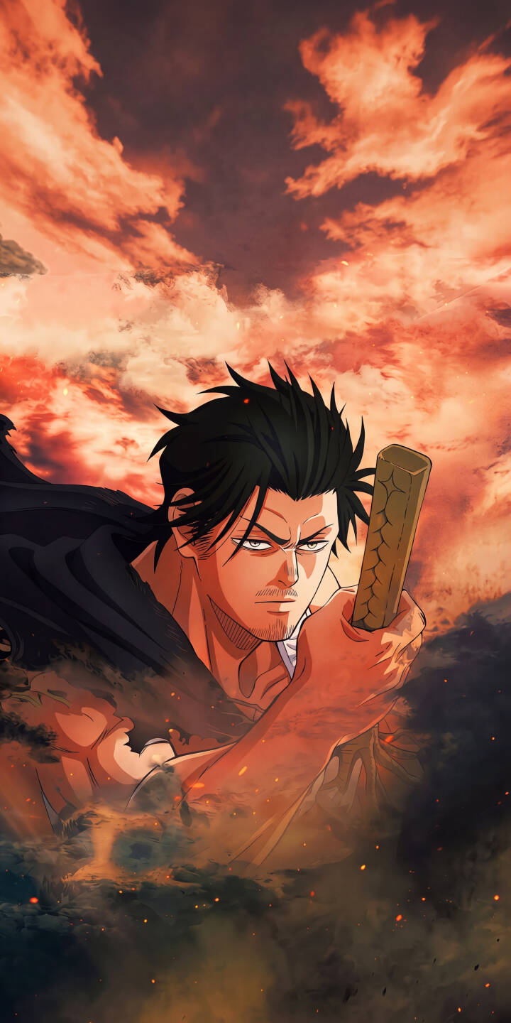 Dramatic orange clouds swirl around Yami Sukehiro, his stern gaze and firm grip on his katana's sheath conveying immense power in this stunning 4K wallpaper. This intense Black Clover wallpaper is a must-have for iPhone users. | anime manga iphone wallpaper black clover mobile 4k wallpaper hd wallpaper dark aesthetic fiery dramatic yami sukehiro captain yami Dramatic orange clouds swirl around Yami Sukehiro, his stern gaze and firm grip on his katana's sheath conveying immense power in this stunning 4K wallpaper. This intense Black Clover wallpaper is a must-have for iPhone users.