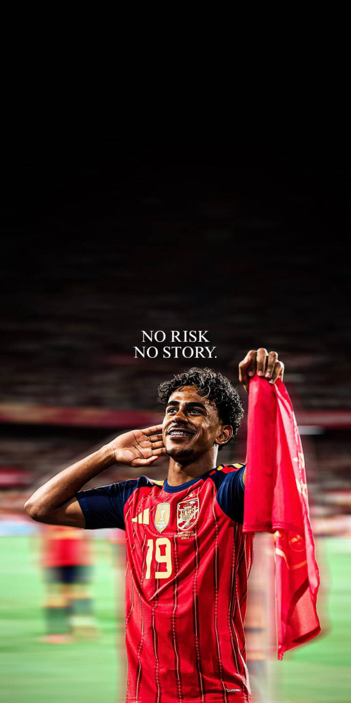 Carlos Soler joyfully salutes the crowd, a vibrant red flag in hand, sporting his number 19 Spain jersey in this compelling 4K wallpaper. The inspiring 'NO RISK NO STORY' motto further enhances this must-have wallpaper for iPhone. | sports motivational celebration iphone wallpaper soccer player mobile 4k wallpaper hd wallpaper spain football spanish team carlos soler Carlos Soler joyfully salutes the crowd, a vibrant red flag in hand, sporting his number 19 Spain jersey in this compelling 4K wallpaper. The inspiring 'NO RISK NO STORY' motto further enhances this must-have wallpaper for iPhone.