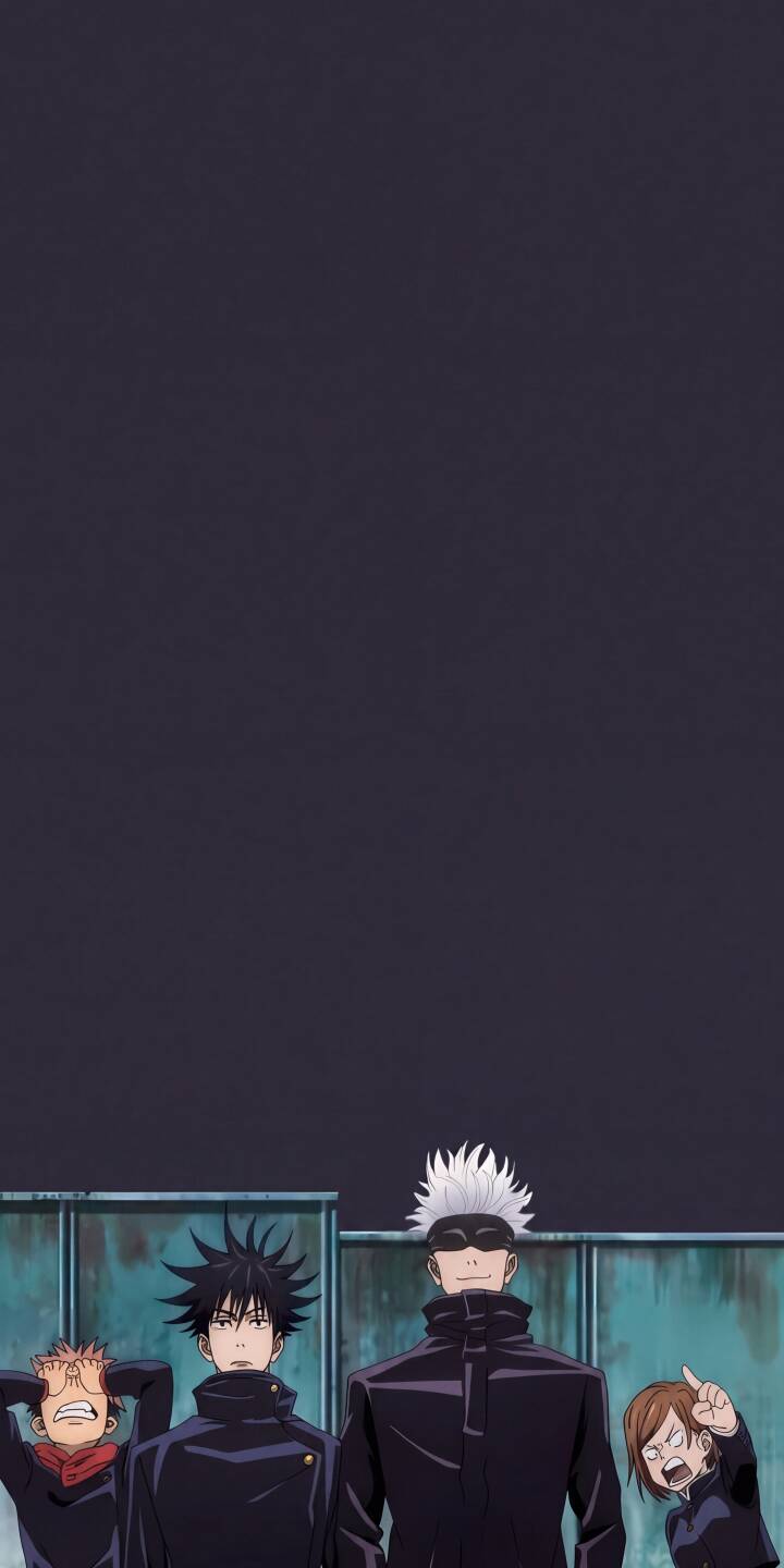 Satoru Gojo coolly stands blindfolded with his students Megumi, Yuji, and Nobara in this vibrant 4K anime wallpaper, perfect for showcasing the iconic Jujutsu Kaisen cast on your iPhone. This dynamic group wallpaper features the Tokyo Jujutsu High sorcerers in their signature dark uniforms. | anime iphone wallpaper mobile 4k wallpaper hd wallpaper jujutsu kaisen satoru gojo yuji itadori megumi fushiguro nobara kugisaki sorcerers Satoru Gojo coolly stands blindfolded with his students Megumi, Yuji, and Nobara in this vibrant 4K anime wallpaper, perfect for showcasing the iconic Jujutsu Kaisen cast on your iPhone. This dynamic group wallpaper features the Tokyo Jujutsu High sorcerers in their signature dark uniforms.