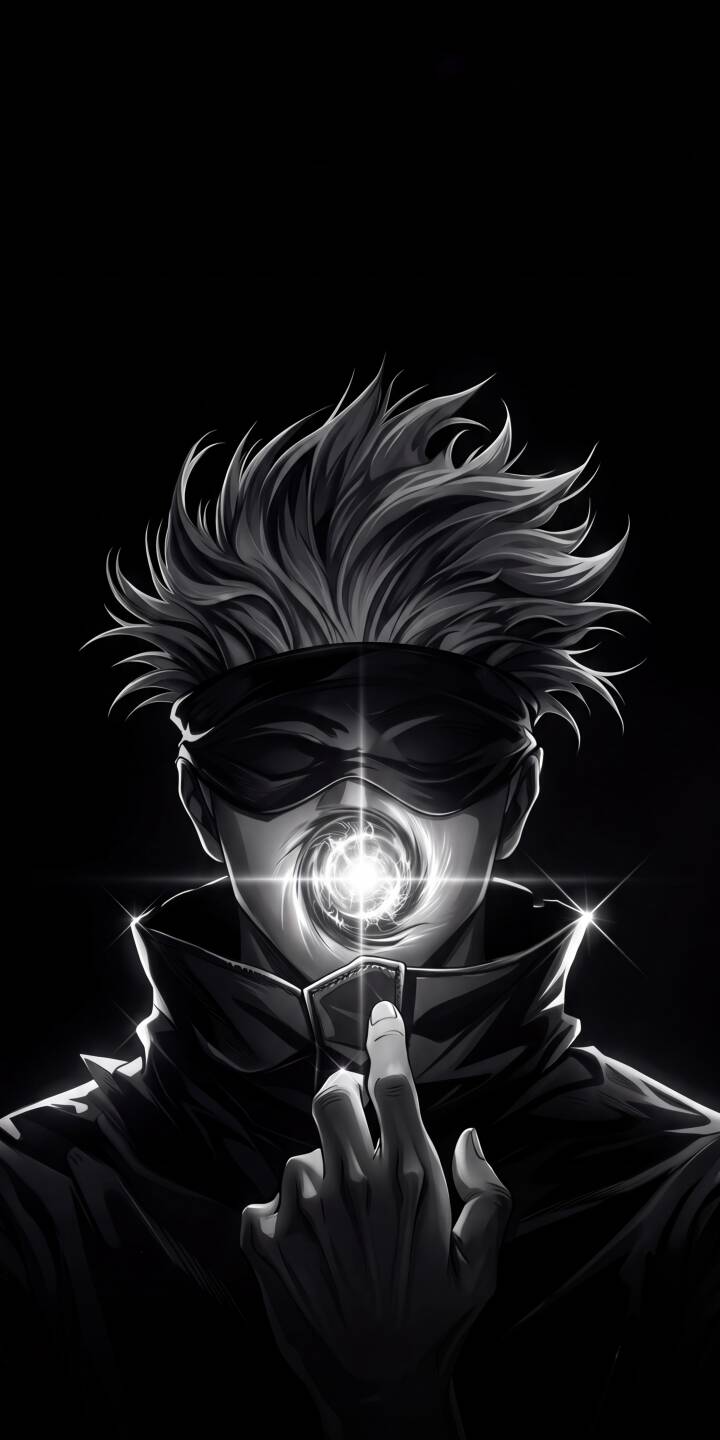 Brilliant swirling light erupts from Gojo Satoru's covered mouth, piercing the darkness of this stark black and white 4K wallpaper with an intense aura. His spiky hair and mysterious blindfold perfectly frame this powerful Gojo wallpaper, an essential download for your iPhone. | dark anime iphone wallpaper gojo mobile 4k wallpaper hd wallpaper blindfold jujutsu kaisen satoru gojo cursed energy Brilliant swirling light erupts from Gojo Satoru's covered mouth, piercing the darkness of this stark black and white 4K wallpaper with an intense aura. His spiky hair and mysterious blindfold perfectly frame this powerful Gojo wallpaper, an essential download for your iPhone.