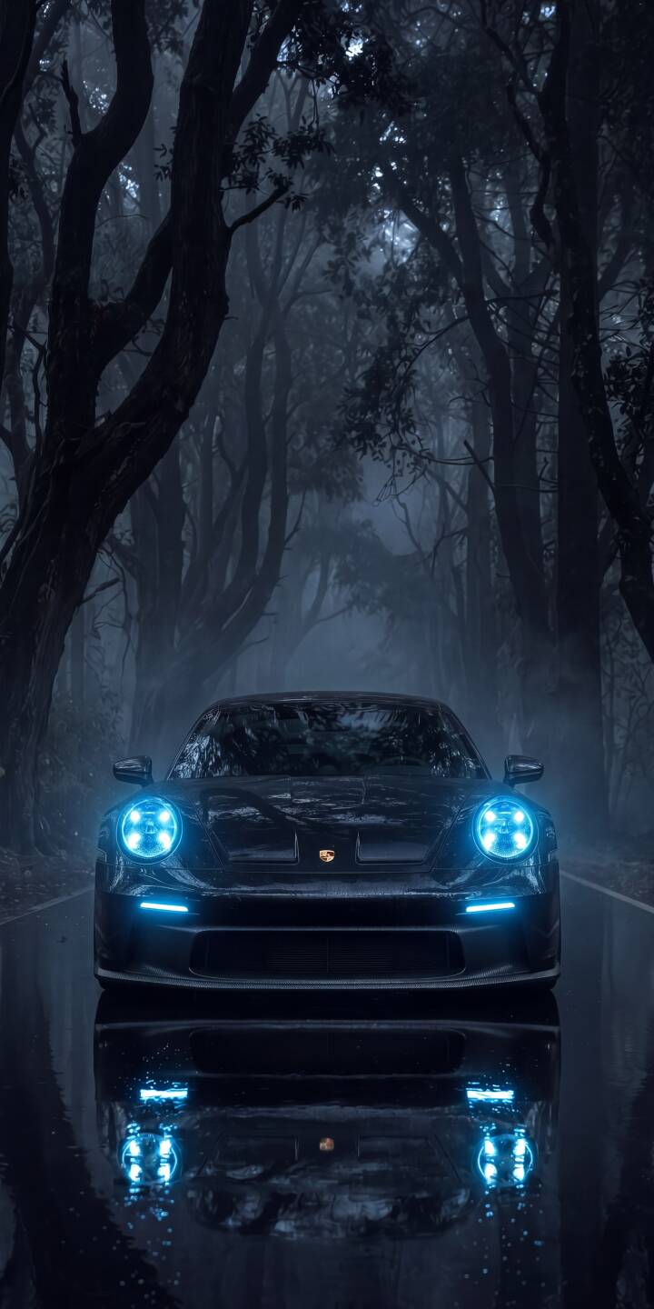 Glowing blue headlights pierce through the dark, foggy forest as a sleek Porsche idles on a wet road, creating a dramatic 4K wallpaper. This atmospheric wallpaper is perfect for personalizing your iPhone with a touch of mysterious automotive elegance. | sports car dark foggy iphone porsche wallpaper mobile luxury car 4k wallpaper hd wallpaper blue lights Glowing blue headlights pierce through the dark, foggy forest as a sleek Porsche idles on a wet road, creating a dramatic 4K wallpaper. This atmospheric wallpaper is perfect for personalizing your iPhone with a touch of mysterious automotive elegance.
