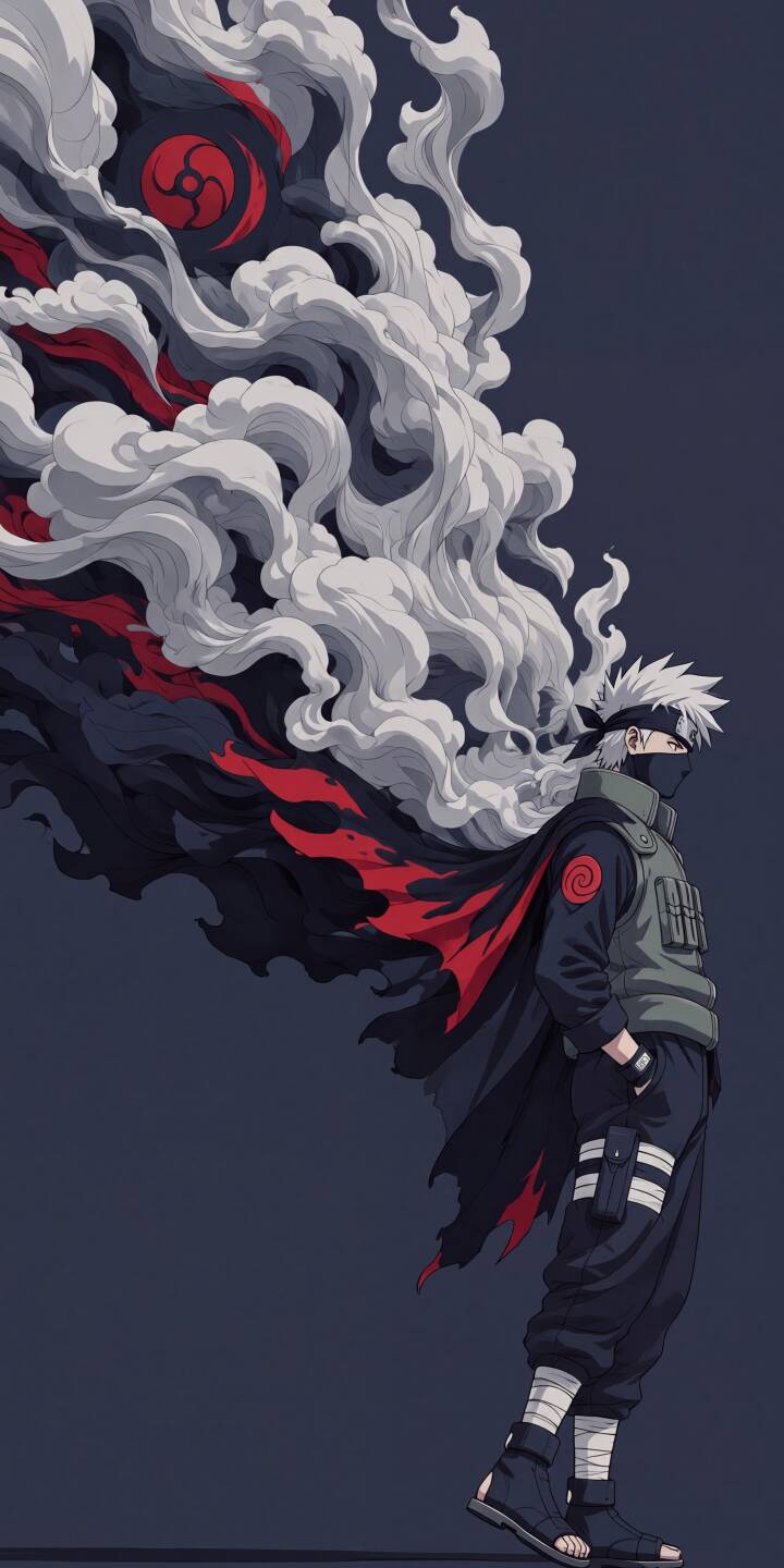 White, billowing smoke and a striking red emblem swirl dramatically behind Kakashi Hatake as he stands pensively in this stunning 4K wallpaper. This dynamic ninja wallpaper is perfect for personalizing your iPhone. | aesthetic smoke anime naruto iphone ninja wallpaper kakashi kakashi hatake mobile 4k wallpaper hd wallpaper White, billowing smoke and a striking red emblem swirl dramatically behind Kakashi Hatake as he stands pensively in this stunning 4K wallpaper. This dynamic ninja wallpaper is perfect for personalizing your iPhone.