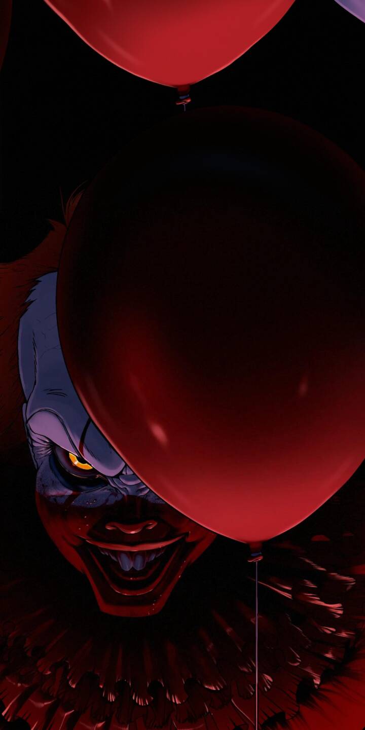 Pennywise's unsettling yellow eyes glow with malice from behind a bright red balloon in this dark 4K wallpaper, capturing the chilling essence of the clown for any iPhone screen. This horrifying Pennywise wallpaper is a must-have for horror fans. | dark creepy iphone wallpaper horror clown mobile red balloon it 4k wallpaper hd wallpaper pennywise Pennywise's unsettling yellow eyes glow with malice from behind a bright red balloon in this dark 4K wallpaper, capturing the chilling essence of the clown for any iPhone screen. This horrifying Pennywise wallpaper is a must-have for horror fans.