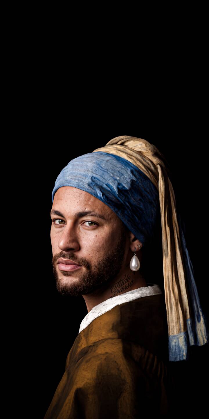 Neymar's piercing gaze, framed by a blue and beige headscarf and a singular pearl earring, transforms the classic "Girl with a Pearl Earring" into a modern 4K wallpaper masterpiece. This striking portrait offers a unique and artistic wallpaper for your iPhone. | football portrait iphone wallpaper neymar mobile 4k wallpaper hd wallpaper classic art neymar jr art parody girl with a pearl earring Neymar's piercing gaze, framed by a blue and beige headscarf and a singular pearl earring, transforms the classic "Girl with a Pearl Earring" into a modern 4K wallpaper masterpiece. This striking portrait offers a unique and artistic wallpaper for your iPhone.