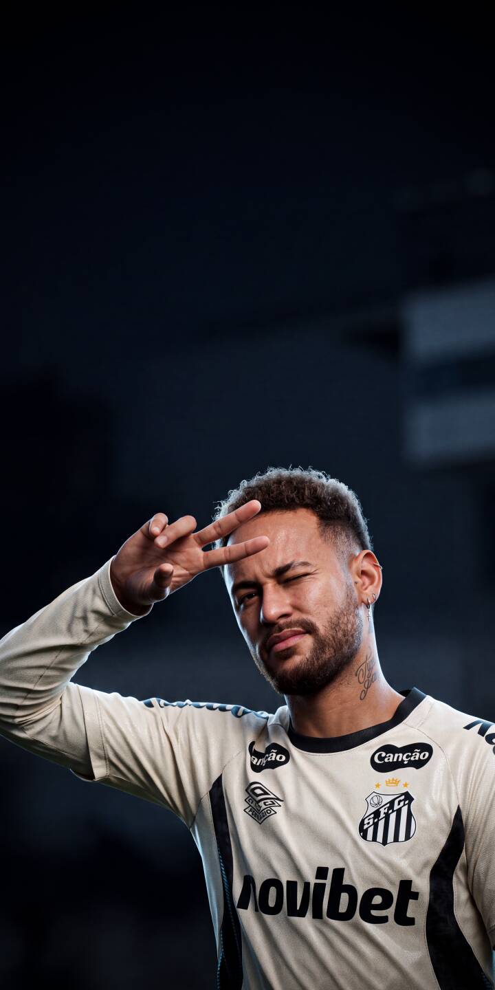 Neymar playfully winks while flashing a peace sign, proudly wearing his Santos jersey in this vibrant 4K wallpaper. This stunning wallpaper for iPhone fans captures the football star's charisma. | football athlete iphone soccer wallpaper neymar peace sign mobile santos fc 4k wallpaper hd wallpaper Neymar playfully winks while flashing a peace sign, proudly wearing his Santos jersey in this vibrant 4K wallpaper. This stunning wallpaper for iPhone fans captures the football star's charisma.