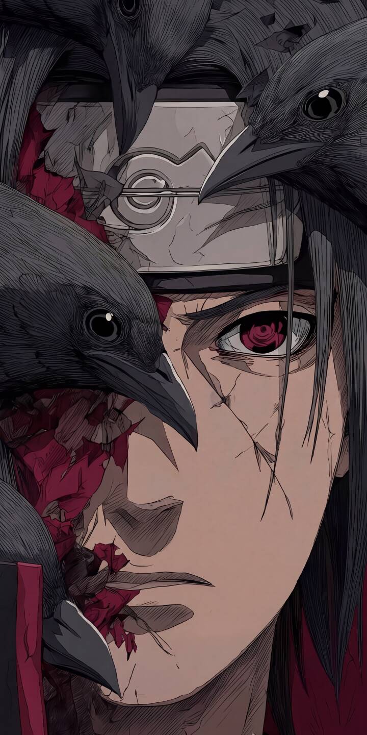 Itachi Uchiha's intense Mangekyo Sharingan gleams crimson as dark crows surround his face, with cracked details adding to the ominous mood in this stunning 4K wallpaper. This powerful anime wallpaper is perfect for your iPhone screen. | dark anime naruto iphone itachi wallpaper sharingan mobile itachi uchiha 4k wallpaper hd wallpaper crows Itachi Uchiha's intense Mangekyo Sharingan gleams crimson as dark crows surround his face, with cracked details adding to the ominous mood in this stunning 4K wallpaper. This powerful anime wallpaper is perfect for your iPhone screen.