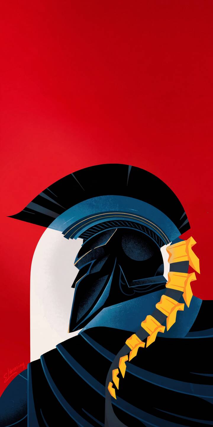 The bold silhouette of an ancient warrior wearing a detailed plumed helmet stands against a striking red background in this captivating 4K wallpaper. This stunning iPhone wallpaper features golden armor accents and an imposing, regal stance. | aesthetic warrior helmet iphone minimalist wallpaper mobile 4k wallpaper hd wallpaper red background ancient greece spartan The bold silhouette of an ancient warrior wearing a detailed plumed helmet stands against a striking red background in this captivating 4K wallpaper. This stunning iPhone wallpaper features golden armor accents and an imposing, regal stance.
