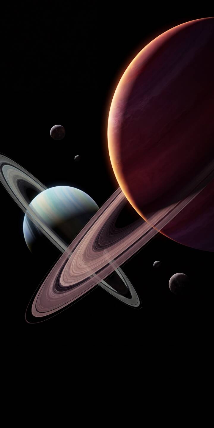 A massive, crimson gas giant glows with a bright orange rim against the dark void of space, sharing the frame with a distinct ringed planet and smaller celestial bodies in this stunning 4K wallpaper. This breathtaking cosmic wallpaper is perfect for personalizing your iPhone. | aesthetic dark space iphone planets wallpaper saturn mobile 4k wallpaper hd wallpaper cosmos ringed planets A massive, crimson gas giant glows with a bright orange rim against the dark void of space, sharing the frame with a distinct ringed planet and smaller celestial bodies in this stunning 4K wallpaper. This breathtaking cosmic wallpaper is perfect for personalizing your iPhone.