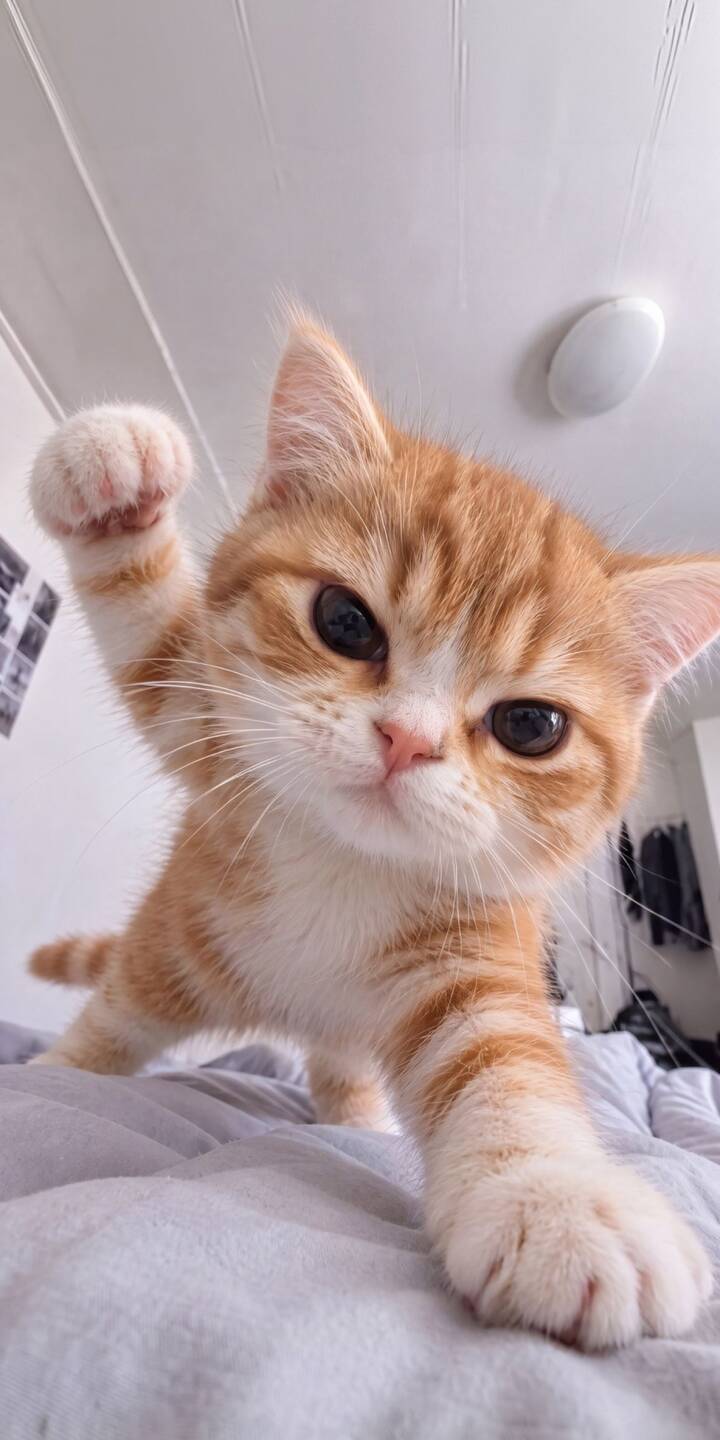 A tiny ginger kitten reaches out with a fluffy paw, its big dark eyes full of playful curiosity in this delightful 4K wallpaper. This charming animal wallpaper is perfect for any iPhone, bringing a touch of cuteness to your screen. | cat cute iphone wallpaper kitten mobile 4k wallpaper hd wallpaper adorable ginger cat playful pounce A tiny ginger kitten reaches out with a fluffy paw, its big dark eyes full of playful curiosity in this delightful 4K wallpaper. This charming animal wallpaper is perfect for any iPhone, bringing a touch of cuteness to your screen.