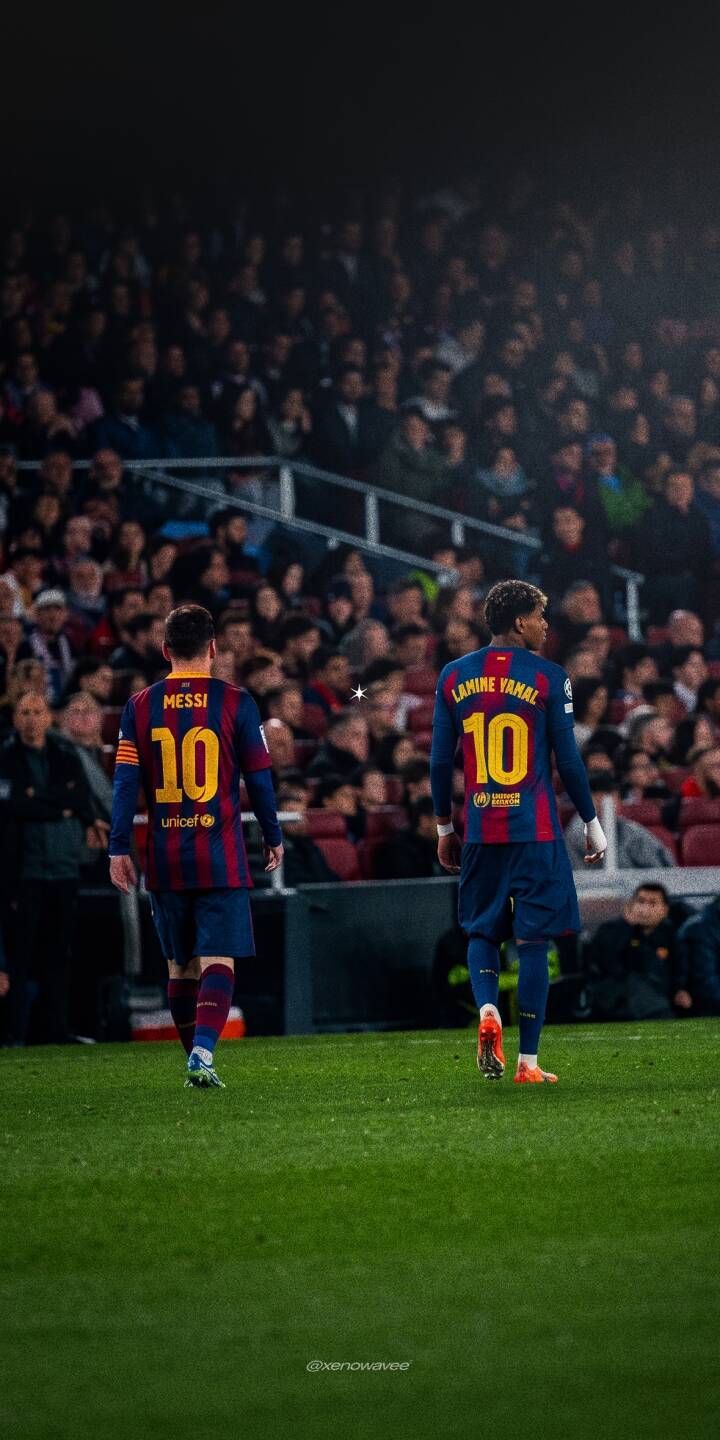 Messi and Lamine Yamal share the pitch in a symbolic passing of the torch, connecting Barcelona's legendary past with its next generation. | football messi barcelona lamine yamal Messi and Lamine Yamal share the pitch in a symbolic passing of the torch, connecting Barcelona's legendary past with its next generation.