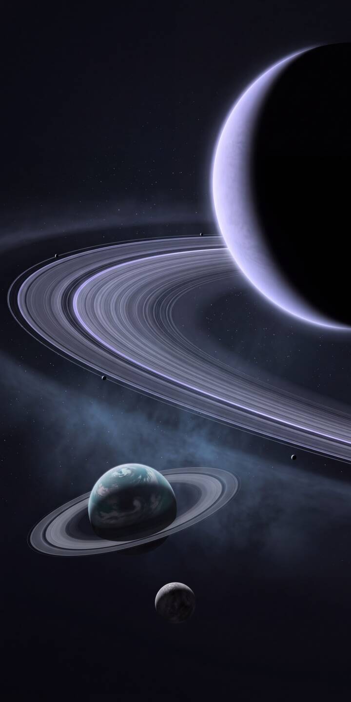 Glowing celestial rings encircle a massive gas giant, partially visible above a smaller, turquoise planet also adorned with rings, creating a breathtaking 4K cosmic wallpaper perfect for iPhone. This stunning space wallpaper showcases the vast beauty of the universe. | space iphone planets rings wallpaper mobile 4k wallpaper hd wallpaper astronomy celestial deep space Glowing celestial rings encircle a massive gas giant, partially visible above a smaller, turquoise planet also adorned with rings, creating a breathtaking 4K cosmic wallpaper perfect for iPhone. This stunning space wallpaper showcases the vast beauty of the universe.