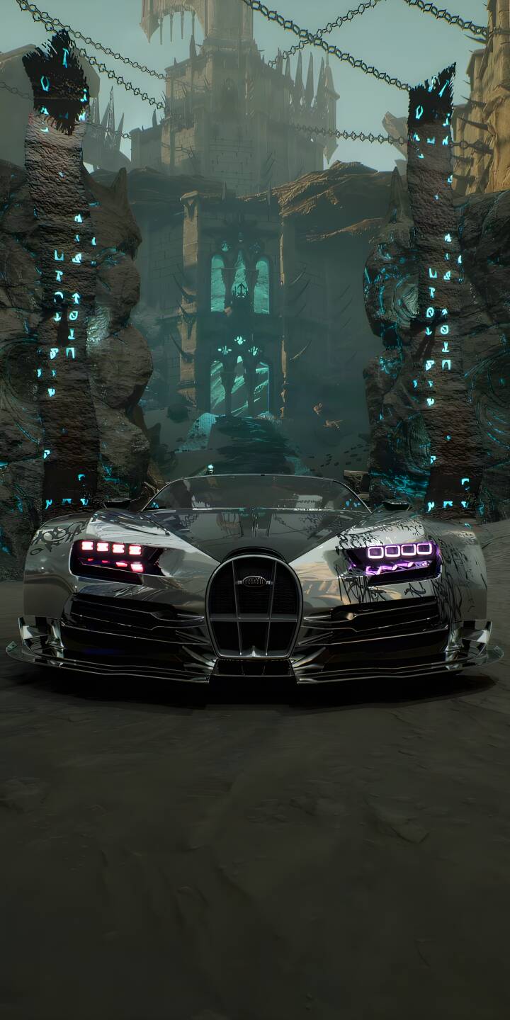 The futuristic chrome Bugatti gleams with striking red and purple headlights before a looming, dark gothic castle in this incredible 4K wallpaper. This atmospheric scene, framed by glowing blue-glyph pillars, makes a perfect mystical supercar wallpaper for iPhone. | dark gothic chrome iphone fantasy bugatti supercar wallpaper futuristic mobile 4k wallpaper hd wallpaper vtdat23 vtdat23tiktok The futuristic chrome Bugatti gleams with striking red and purple headlights before a looming, dark gothic castle in this incredible 4K wallpaper. This atmospheric scene, framed by glowing blue-glyph pillars, makes a perfect mystical supercar wallpaper for iPhone.