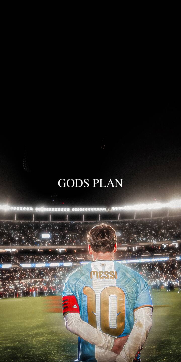 The poignant 'GODS PLAN' text floats above a vast, illuminated stadium crowd as Lionel Messi, seen from behind in his iconic number 10 Argentina jersey, reflects on the pitch in this powerful 4K wallpaper. This stunning football legend wallpaper is perfect for any iPhone, capturing a moment of profound contemplation. | football stadium iphone messi argentina soccer wallpaper lionel messi mobile 4k wallpaper hd wallpaper gods plan The poignant 'GODS PLAN' text floats above a vast, illuminated stadium crowd as Lionel Messi, seen from behind in his iconic number 10 Argentina jersey, reflects on the pitch in this powerful 4K wallpaper. This stunning football legend wallpaper is perfect for any iPhone, capturing a moment of profound contemplation.