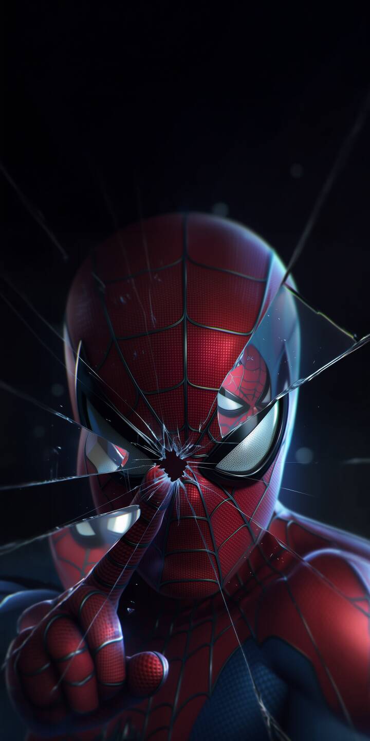 Shattered glass splinters dynamically across Spider-Man's masked face, with his finger seemingly creating the impact point in this striking 4K wallpaper. This iconic hero wallpaper is perfect for any iPhone to showcase your fandom. | superhero marvel spiderman iphone wallpaper red suit mobile comic art 4k wallpaper hd wallpaper shattered glass spider-man Shattered glass splinters dynamically across Spider-Man's masked face, with his finger seemingly creating the impact point in this striking 4K wallpaper. This iconic hero wallpaper is perfect for any iPhone to showcase your fandom.