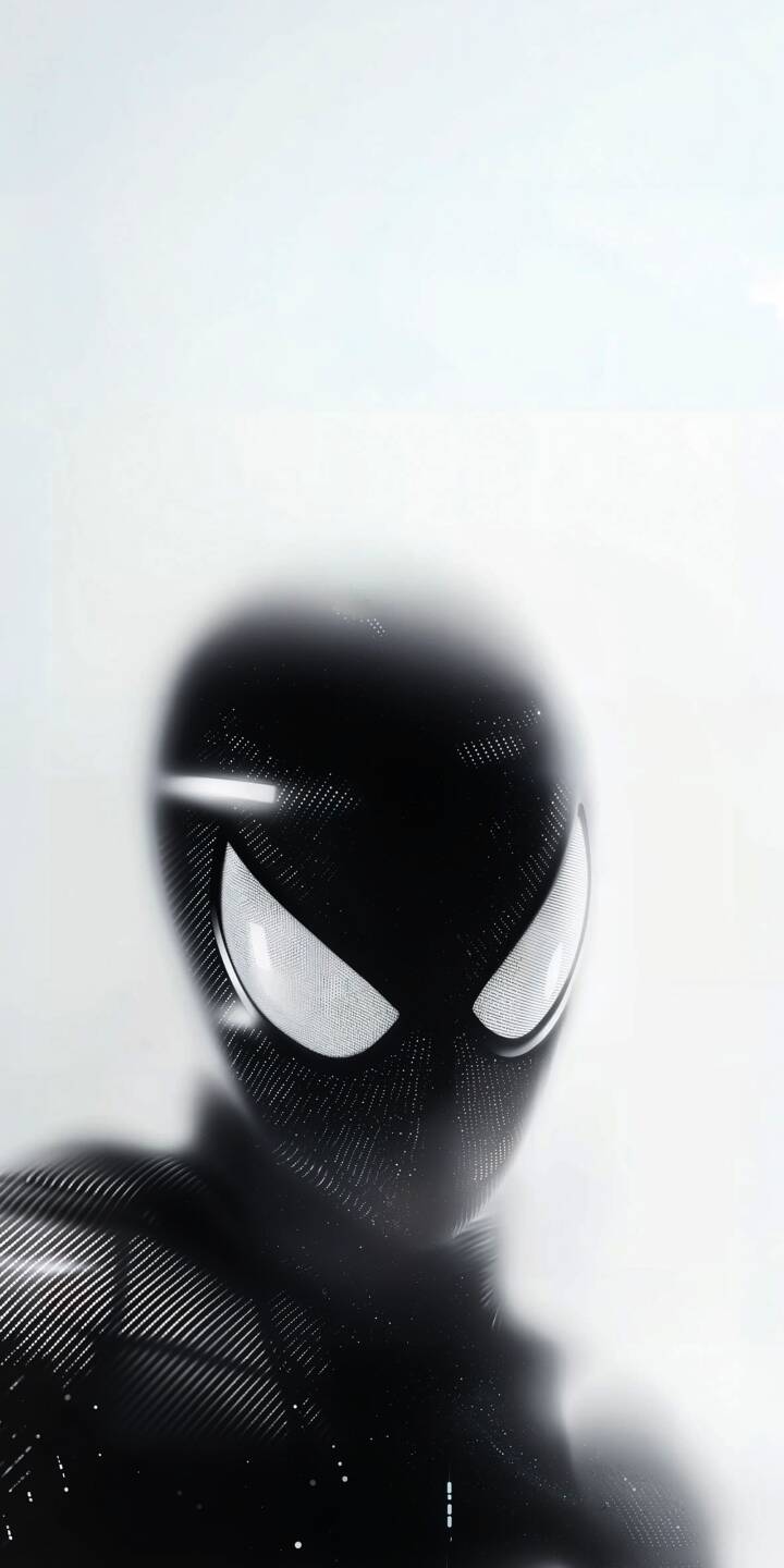 A sleek black Spider-Man suit with subtle textured detailing and glowing white eyes stands starkly against a minimalist white background in this stunning 4K wallpaper. This dynamic wallpaper is perfect for any iPhone, capturing the iconic hero in a stylish, modern aesthetic. | aesthetic superhero marvel spiderman iphone minimalist wallpaper black suit mobile 4k wallpaper hd wallpaper spider-man A sleek black Spider-Man suit with subtle textured detailing and glowing white eyes stands starkly against a minimalist white background in this stunning 4K wallpaper. This dynamic wallpaper is perfect for any iPhone, capturing the iconic hero in a stylish, modern aesthetic.