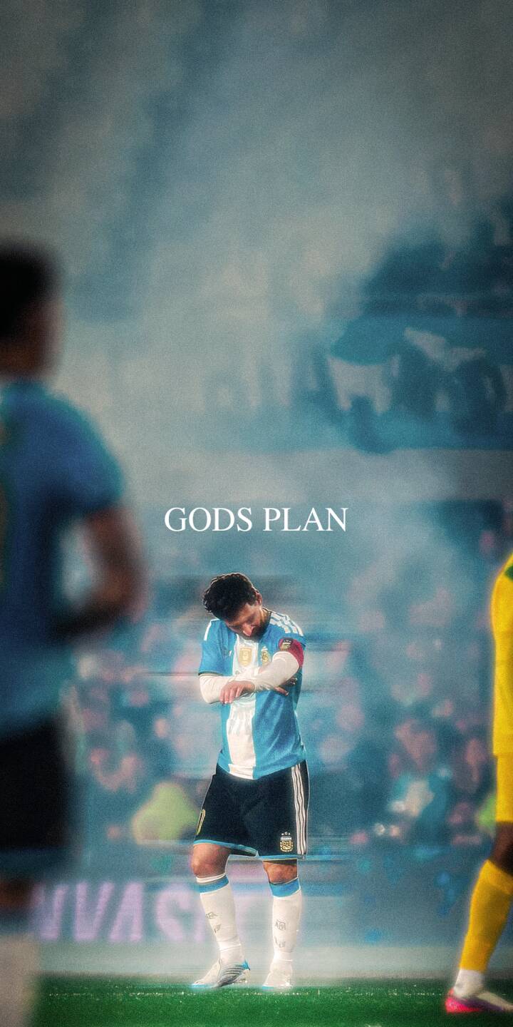 Lionel Messi bows his head, arms crossed in deep contemplation beneath the prominent 'GODS PLAN' text, captured in this atmospheric 4K wallpaper that reflects a powerful moment. This visually striking scene of the football legend in his Argentina kit makes a profound statement, perfect as a compelling wallpaper for iPhone. | football iphone messi argentina soccer wallpaper lionel messi mobile 4k wallpaper hd wallpaper contemplative gods plan Lionel Messi bows his head, arms crossed in deep contemplation beneath the prominent 'GODS PLAN' text, captured in this atmospheric 4K wallpaper that reflects a powerful moment. This visually striking scene of the football legend in his Argentina kit makes a profound statement, perfect as a compelling wallpaper for iPhone.