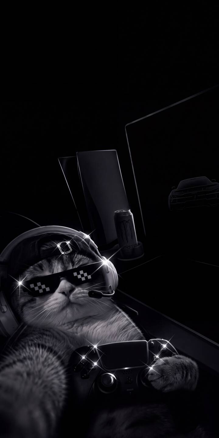 Pixelated 'deal with it' glasses adorn a cool cat, intently holding a gleaming PS5 controller in this awesome 4K wallpaper. This monochrome gamer cat wallpaper is the perfect high-definition wallpaper for iPhone users who love gaming and stylish felines. | cat iphone controller gaming wallpaper mobile ps5 4k wallpaper hd wallpaper monochrome pixel glasses gamer cat Pixelated 'deal with it' glasses adorn a cool cat, intently holding a gleaming PS5 controller in this awesome 4K wallpaper. This monochrome gamer cat wallpaper is the perfect high-definition wallpaper for iPhone users who love gaming and stylish felines.