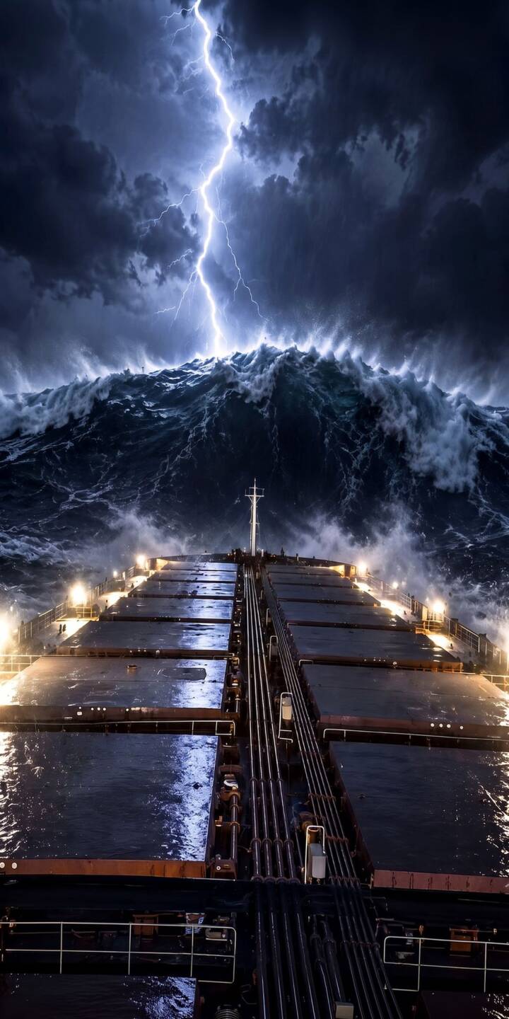 Giant dark waves dwarf a distant ship, with a powerful lightning bolt dramatically striking the tumultuous ocean in this breathtaking 4K wallpaper; an epic wallpaper for any iPhone lock screen. | lightning dark wave storm iphone ocean wallpaper ship mobile 4k wallpaper hd wallpaper epic Giant dark waves dwarf a distant ship, with a powerful lightning bolt dramatically striking the tumultuous ocean in this breathtaking 4K wallpaper; an epic wallpaper for any iPhone lock screen.