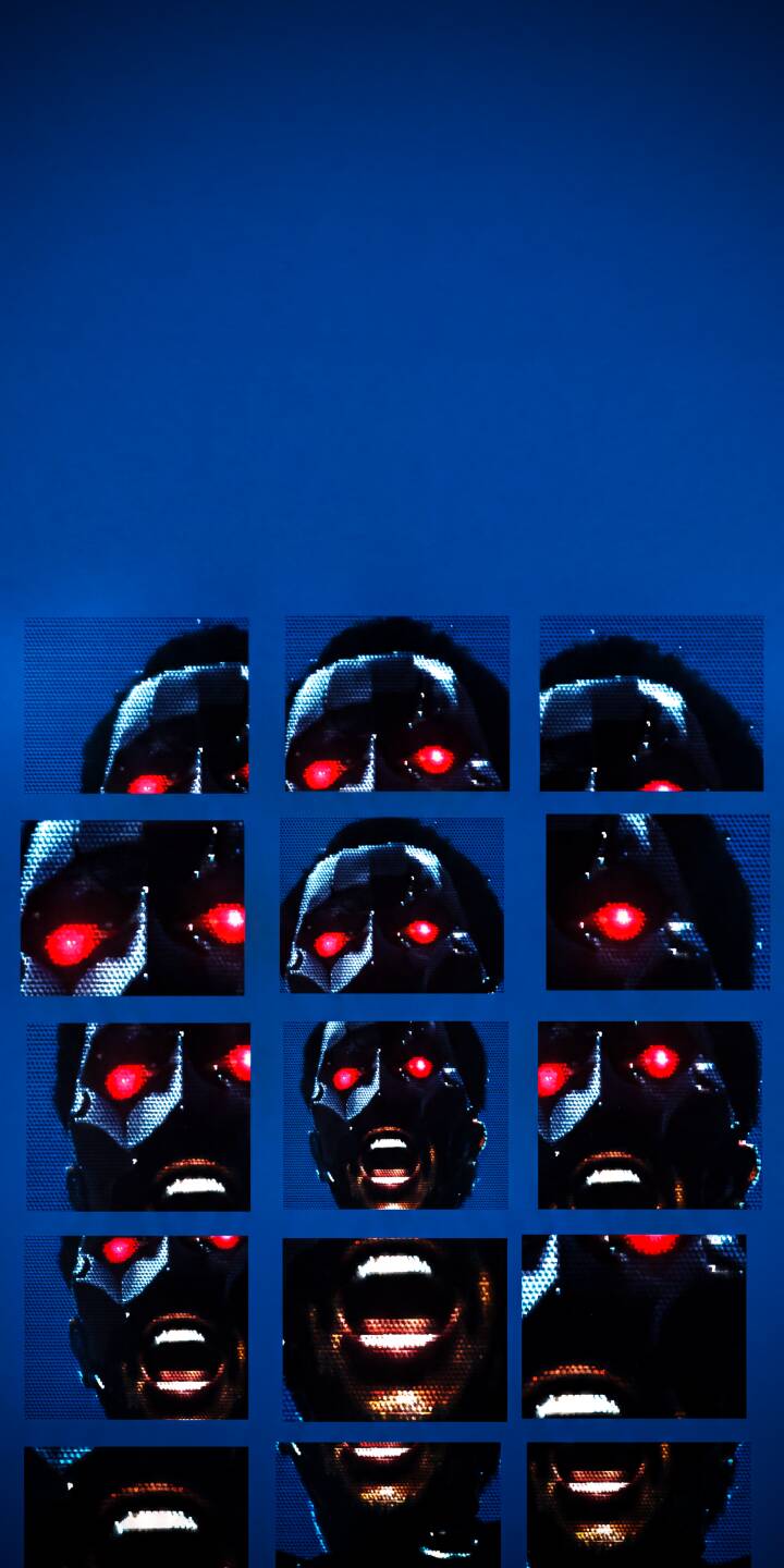 A chilling grid of dark metallic Terminator endoskeleton faces, each with menacing glowing red eyes and some with gaping metal jaws, makes for an intense 4K wallpaper — a must-have wallpaper for iPhone users seeking a cyberpunk aesthetic. | dark robot iphone wallpaper futuristic red eyes mobile terminator 4k wallpaper hd wallpaper t-800 endoskeleton A chilling grid of dark metallic Terminator endoskeleton faces, each with menacing glowing red eyes and some with gaping metal jaws, makes for an intense 4K wallpaper — a must-have wallpaper for iPhone users seeking a cyberpunk aesthetic.
