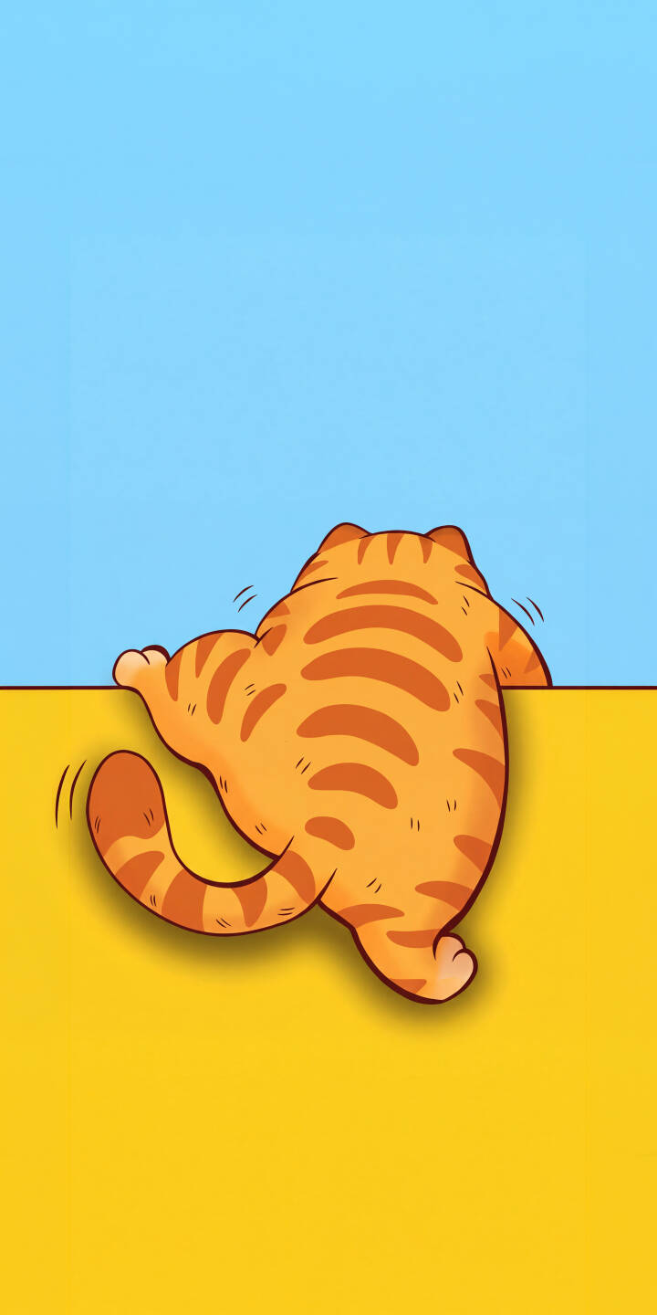 An adorable orange tabby cat wiggles its striped body while struggling to climb over a bright yellow ledge in this charming 4K wallpaper. This delightful wallpaper is perfect for iPhone users who love cute and humorous feline art. | cartoon cat cute iphone minimalist wallpaper mobile climbing 4k wallpaper hd wallpaper orange cat tabby cat An adorable orange tabby cat wiggles its striped body while struggling to climb over a bright yellow ledge in this charming 4K wallpaper. This delightful wallpaper is perfect for iPhone users who love cute and humorous feline art.