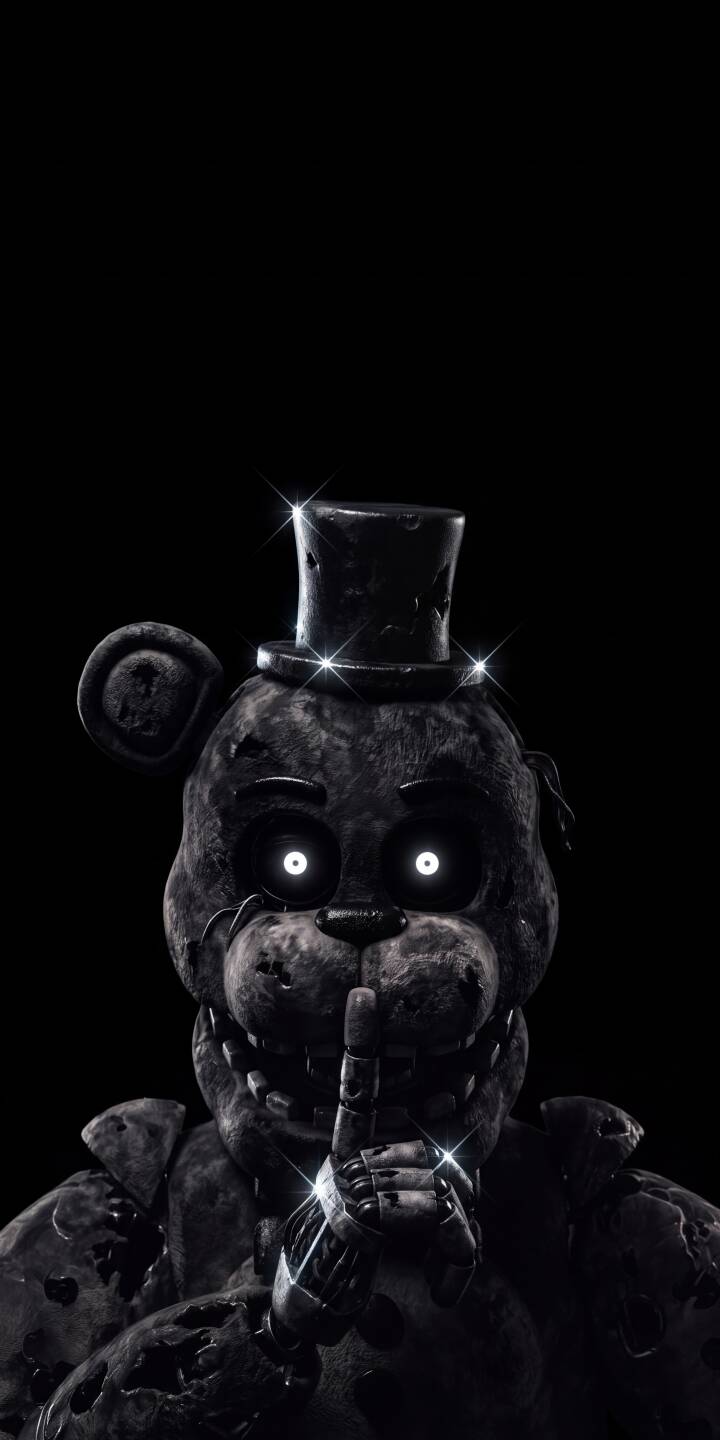 The haunting glow of Shadow Freddy's white eyes pierces the blackness as the ominous animatronic presses a finger to its lips in a chilling "shhh" gesture in this eerie 4K wallpaper. This terrifying Five Nights at Freddy's wallpaper is a must-have for your iPhone screen, featuring remarkable detail in its damaged texture and classic top hat. | dark creepy iphone wallpaper fnaf horror mobile 4k wallpaper hd wallpaper animatronic freddy fazbear shadow freddy The haunting glow of Shadow Freddy's white eyes pierces the blackness as the ominous animatronic presses a finger to its lips in a chilling "shhh" gesture in this eerie 4K wallpaper. This terrifying Five Nights at Freddy's wallpaper is a must-have for your iPhone screen, featuring remarkable detail in its damaged texture and classic top hat.