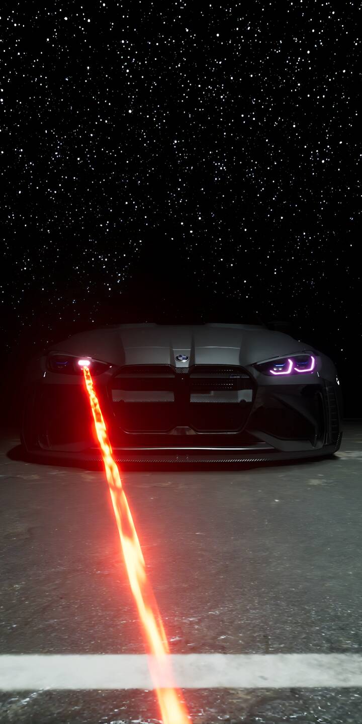 A crimson laser beam erupts from the headlight of the aggressive BMW M4, set against a magnificent 4K starlit backdrop, making this an electrifying wallpaper for your iPhone. | car dark neon iphone bmw m4 wallpaper starry night mobile 4k wallpaper hd wallpaper laser beam A crimson laser beam erupts from the headlight of the aggressive BMW M4, set against a magnificent 4K starlit backdrop, making this an electrifying wallpaper for your iPhone.