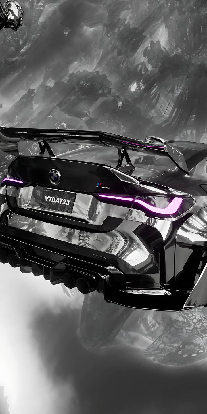 The high-gloss chrome finish of this customized BMW M4 reflects a dark, abstract world, showcasing its striking purple LED taillights and aggressive rear spoiler. Download this powerful 4K automotive wallpaper for iPhone to elevate your mobile screen. | dark chrome iphone bmw m4 wallpaper futuristic bmw m4 mobile 4k wallpaper hd wallpaper sport car The high-gloss chrome finish of this customized BMW M4 reflects a dark, abstract world, showcasing its striking purple LED taillights and aggressive rear spoiler. Download this powerful 4K automotive wallpaper for iPhone to elevate your mobile screen.