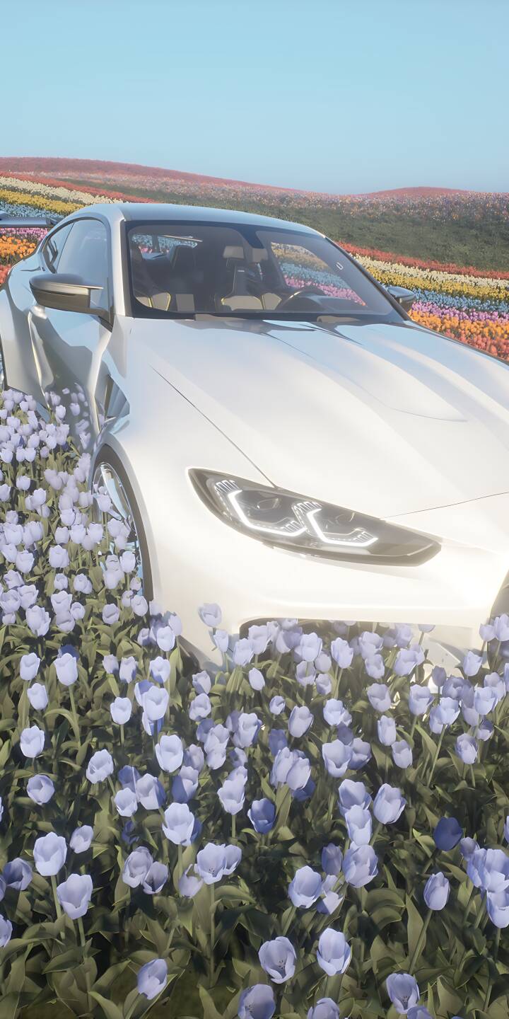 A brilliant white BMW M4 gleams amidst a field of delicate lavender tulips, its sleek headlights shining in this serene 4K wallpaper. This stunning landscape creates a picturesque wallpaper perfect for iPhone screens, blending luxury and nature seamlessly. | aesthetic flowers sports car iphone bmw m4 wallpaper mobile 4k wallpaper hd wallpaper lavender A brilliant white BMW M4 gleams amidst a field of delicate lavender tulips, its sleek headlights shining in this serene 4K wallpaper. This stunning landscape creates a picturesque wallpaper perfect for iPhone screens, blending luxury and nature seamlessly.