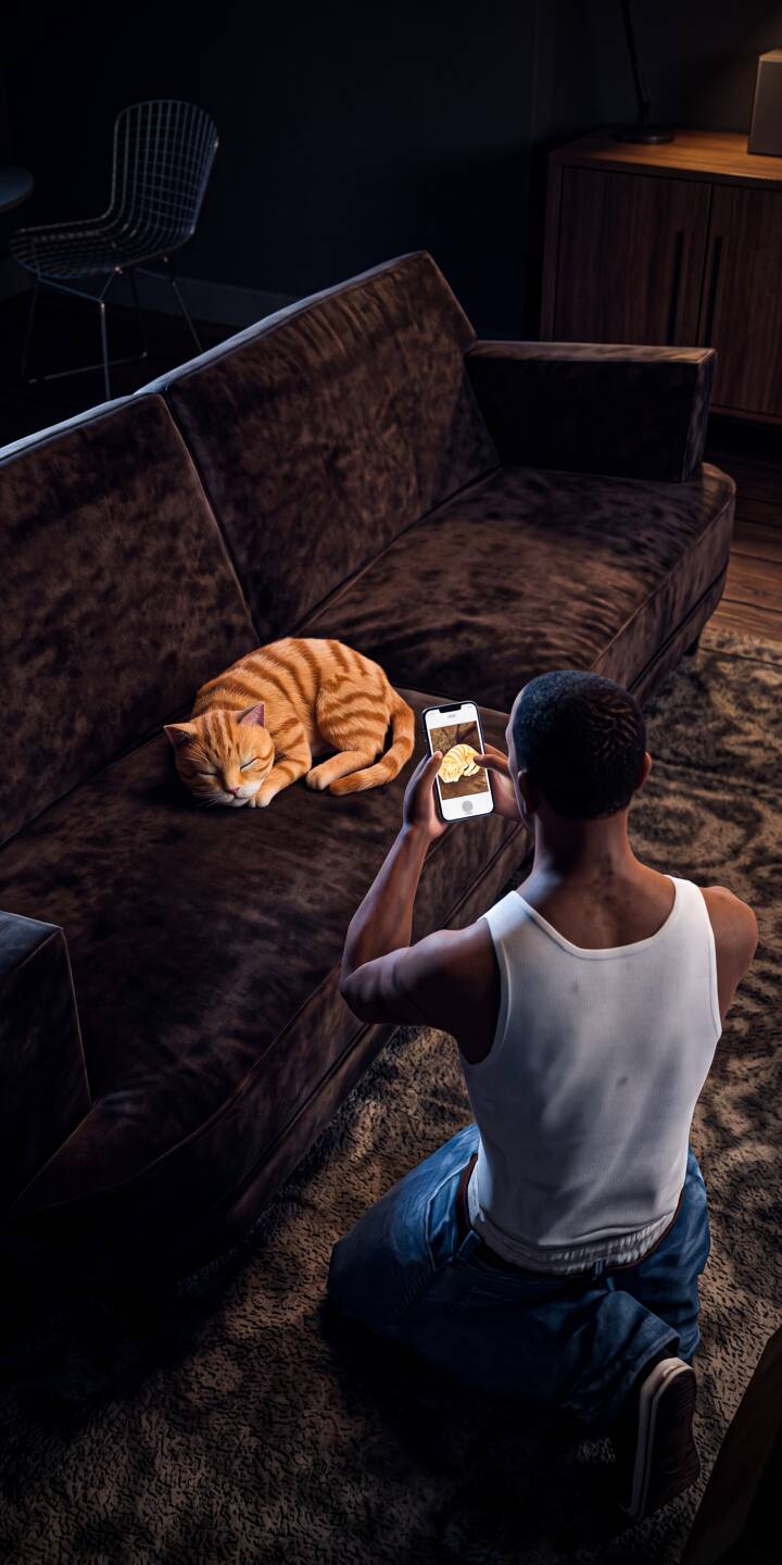 A peaceful orange tabby cat slumbers deeply on a plush brown sofa, making for an adorable 4K wallpaper; this charming scene, captured with a smartphone, is a heartwarming wallpaper for any iPhone. | cat pet iphone realistic cozy wallpaper sleeping mobile tabby 4k wallpaper hd wallpaper orange cat A peaceful orange tabby cat slumbers deeply on a plush brown sofa, making for an adorable 4K wallpaper; this charming scene, captured with a smartphone, is a heartwarming wallpaper for any iPhone.