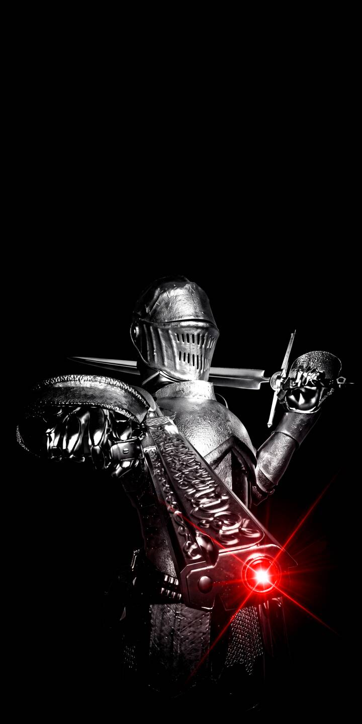 A piercing red laser beams from the armored knight's weapon, illuminating its intricate metallic details against a stark black backdrop in this striking 4K wallpaper — a truly epic wallpaper for your iPhone. | aesthetic knight iphone cyberpunk wallpaper futuristic mobile 4k wallpaper hd wallpaper red laser dark fantasy armored knight A piercing red laser beams from the armored knight's weapon, illuminating its intricate metallic details against a stark black backdrop in this striking 4K wallpaper — a truly epic wallpaper for your iPhone.