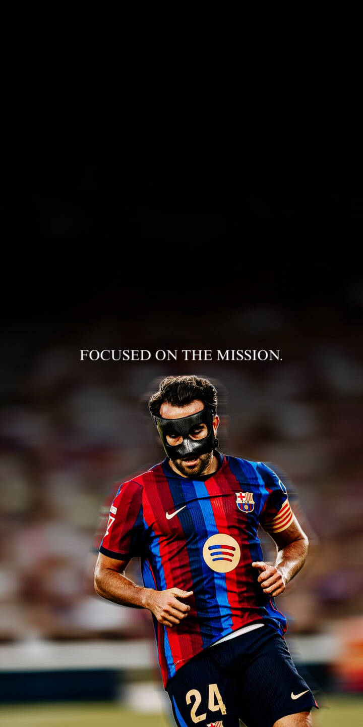The black mask adds an intriguing, determined mystery to Gerard Piqué as he runs on the field in this captivating 4K wallpaper, wearing his iconic FC Barcelona jersey number 24. With the inspiring text "FOCUSED ON THE MISSION" displayed, this powerful wallpaper is perfect for iPhone fans. | sports football mask iphone wallpaper fc barcelona mobile 4k wallpaper hd wallpaper focused gerard pique pique The black mask adds an intriguing, determined mystery to Gerard Piqué as he runs on the field in this captivating 4K wallpaper, wearing his iconic FC Barcelona jersey number 24. With the inspiring text "FOCUSED ON THE MISSION" displayed, this powerful wallpaper is perfect for iPhone fans.