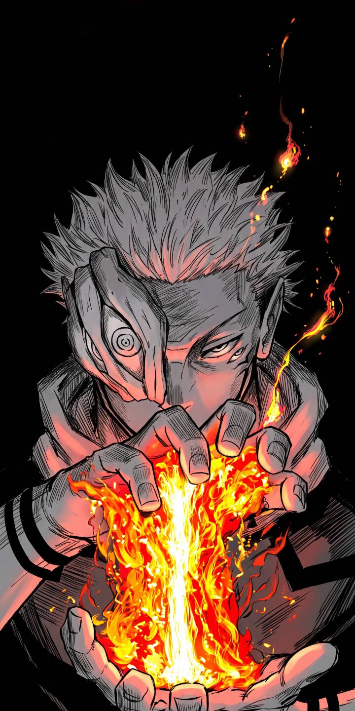 A blazing pillar of cursed energy erupts from Sukuna's hands, featuring his menacing, multi-eyed form rendered in grayscale against the vivid fire in this striking 4K wallpaper — an intense wallpaper perfect for your iPhone. | dark fire anime iphone wallpaper sukuna mobile cursed 4k wallpaper hd wallpaper demonic jujutsu kaisen A blazing pillar of cursed energy erupts from Sukuna's hands, featuring his menacing, multi-eyed form rendered in grayscale against the vivid fire in this striking 4K wallpaper — an intense wallpaper perfect for your iPhone.