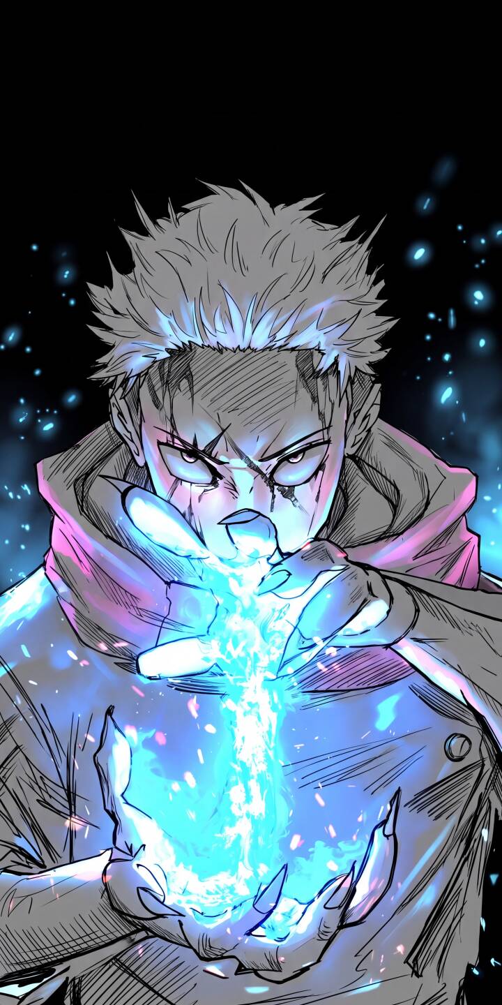 A fierce blue cursed energy flares brilliantly from Sukuna's claw-like hands, illuminating his intense expression and facial markings in this powerful 4K wallpaper for iPhone. This dynamic anime wallpaper is perfect for fans of dark, mystical aesthetics. | aesthetic dark anime iphone wallpaper sukuna mobile 4k wallpaper hd wallpaper jujutsu kaisen cursed energy A fierce blue cursed energy flares brilliantly from Sukuna's claw-like hands, illuminating his intense expression and facial markings in this powerful 4K wallpaper for iPhone. This dynamic anime wallpaper is perfect for fans of dark, mystical aesthetics.