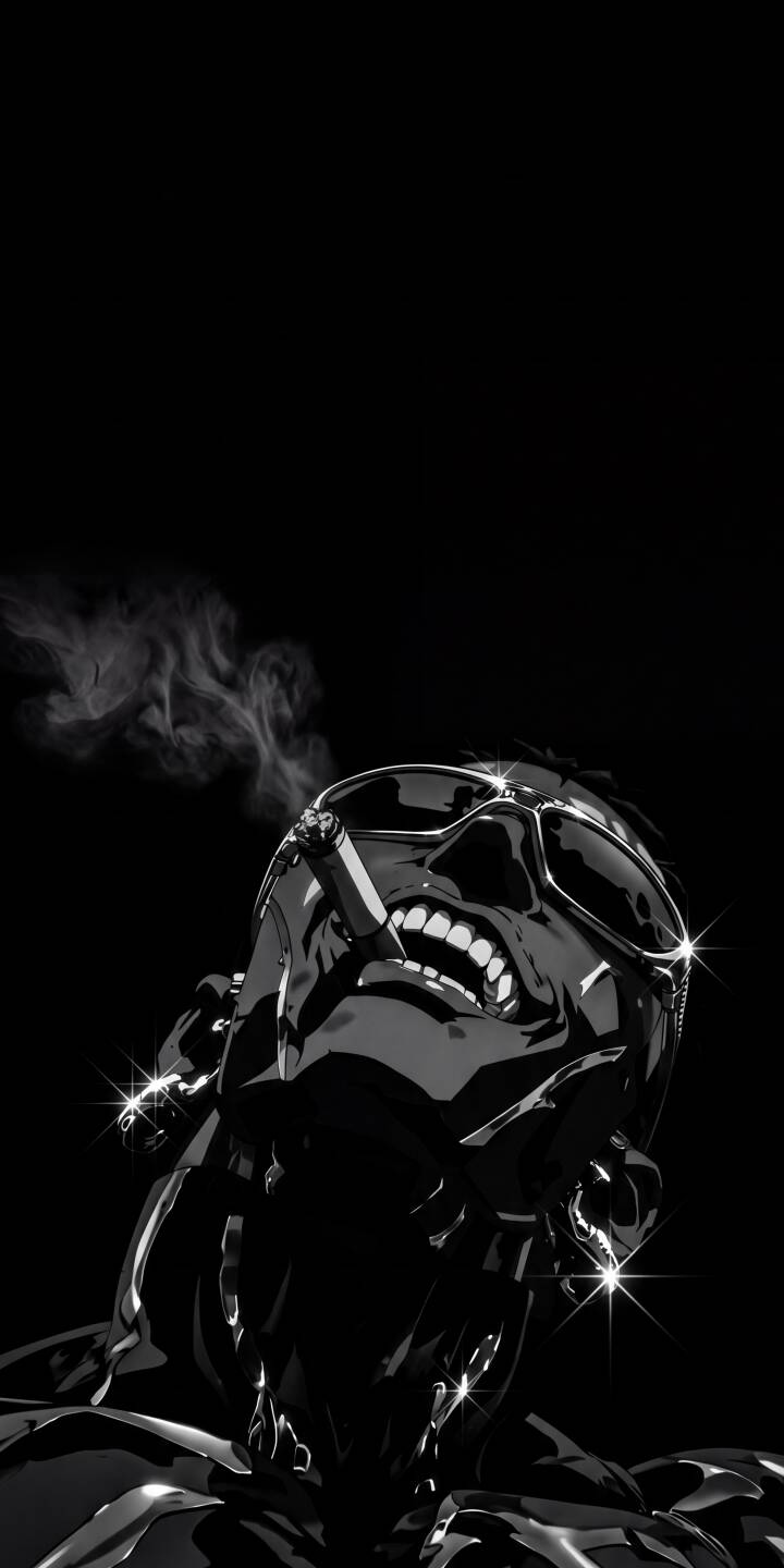Wisps of smoke curl gracefully from the cigar held by this glossy black figure, sporting a wide, joyous grin and sleek sunglasses in this striking 4K wallpaper. It's the perfect cool wallpaper for iPhone to showcase a unique, dark aesthetic. | cigar iphone abstract wallpaper cool mobile 4k wallpaper hd wallpaper glossy dark aesthetic 3d art smoker Wisps of smoke curl gracefully from the cigar held by this glossy black figure, sporting a wide, joyous grin and sleek sunglasses in this striking 4K wallpaper. It's the perfect cool wallpaper for iPhone to showcase a unique, dark aesthetic.