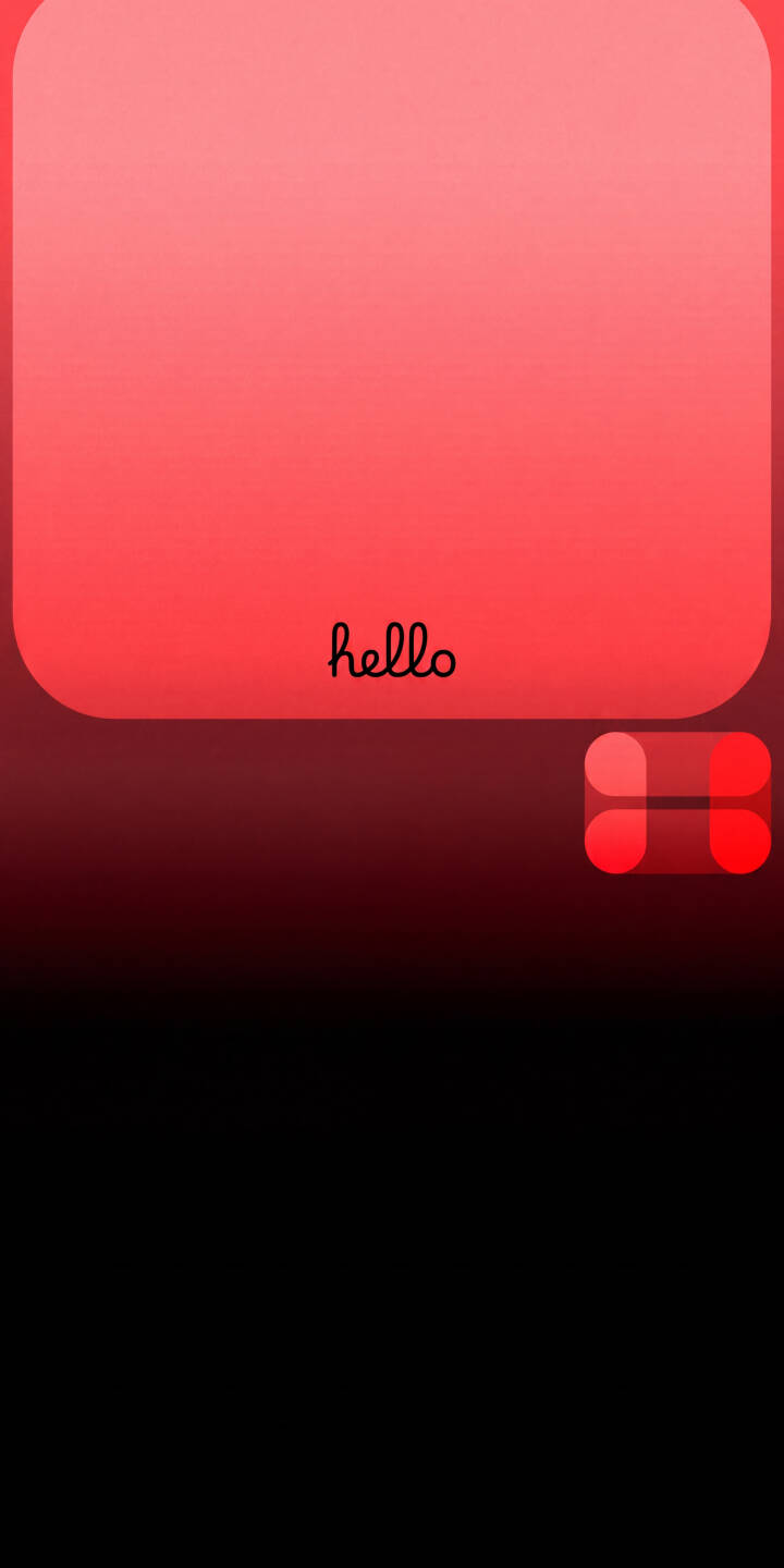 A vivid red gradient fills the upper section, transitioning smoothly above a minimalist black foreground in this striking 4K wallpaper. Featuring a delicate cursive 'hello' and two glowing red button-like shapes, this abstract wallpaper is perfect for any iPhone. | red iphone abstract minimal wallpaper gradient hello modern mobile 4k wallpaper hd wallpaper ui A vivid red gradient fills the upper section, transitioning smoothly above a minimalist black foreground in this striking 4K wallpaper. Featuring a delicate cursive 'hello' and two glowing red button-like shapes, this abstract wallpaper is perfect for any iPhone.