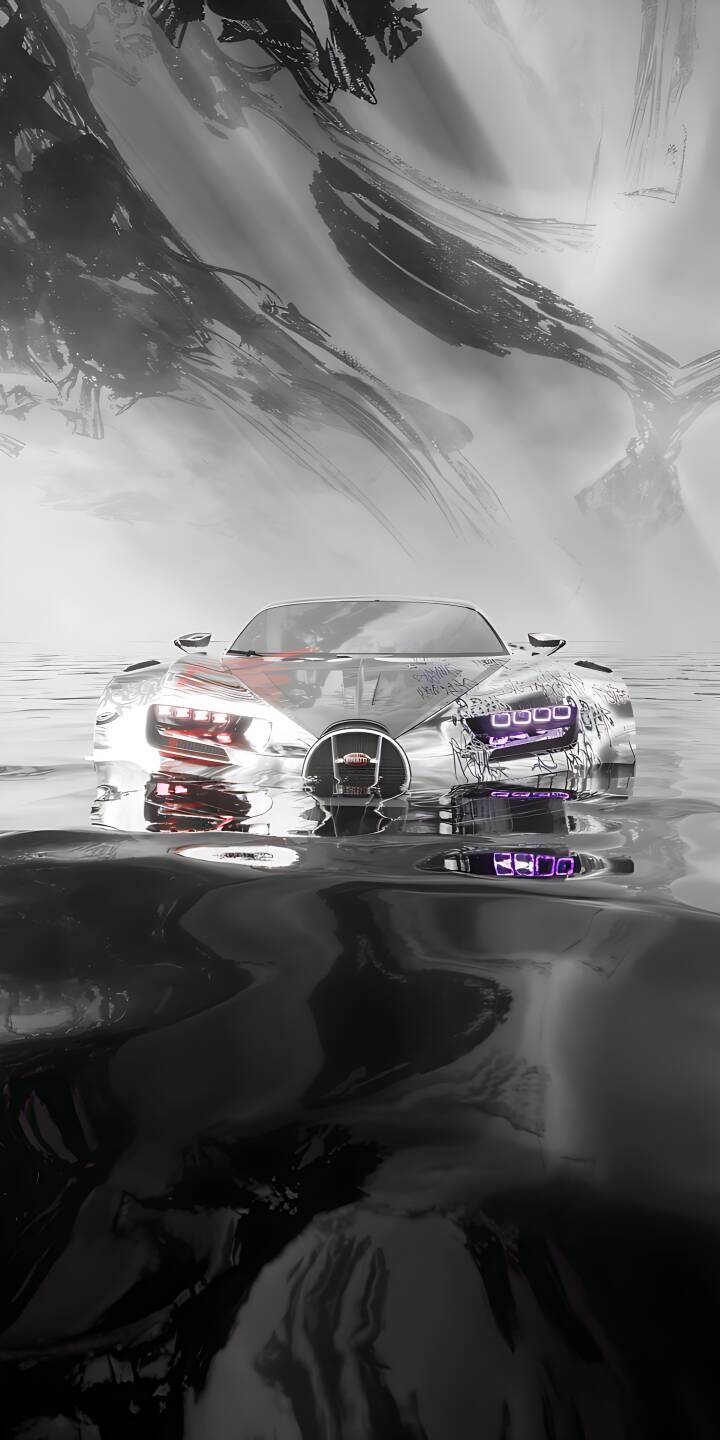 Dual neon headlights, glowing red and vibrant purple, illuminate the sleek, reflective silver surface of a Bugatti sports car partially submerged in dark water in this striking 4K wallpaper. This captivating automotive wallpaper is perfect for personalizing your iPhone. | sports car iphone bugatti supercar wallpaper neon lights futuristic mobile 4k wallpaper hd wallpaper reflective dark aesthetic Dual neon headlights, glowing red and vibrant purple, illuminate the sleek, reflective silver surface of a Bugatti sports car partially submerged in dark water in this striking 4K wallpaper. This captivating automotive wallpaper is perfect for personalizing your iPhone.