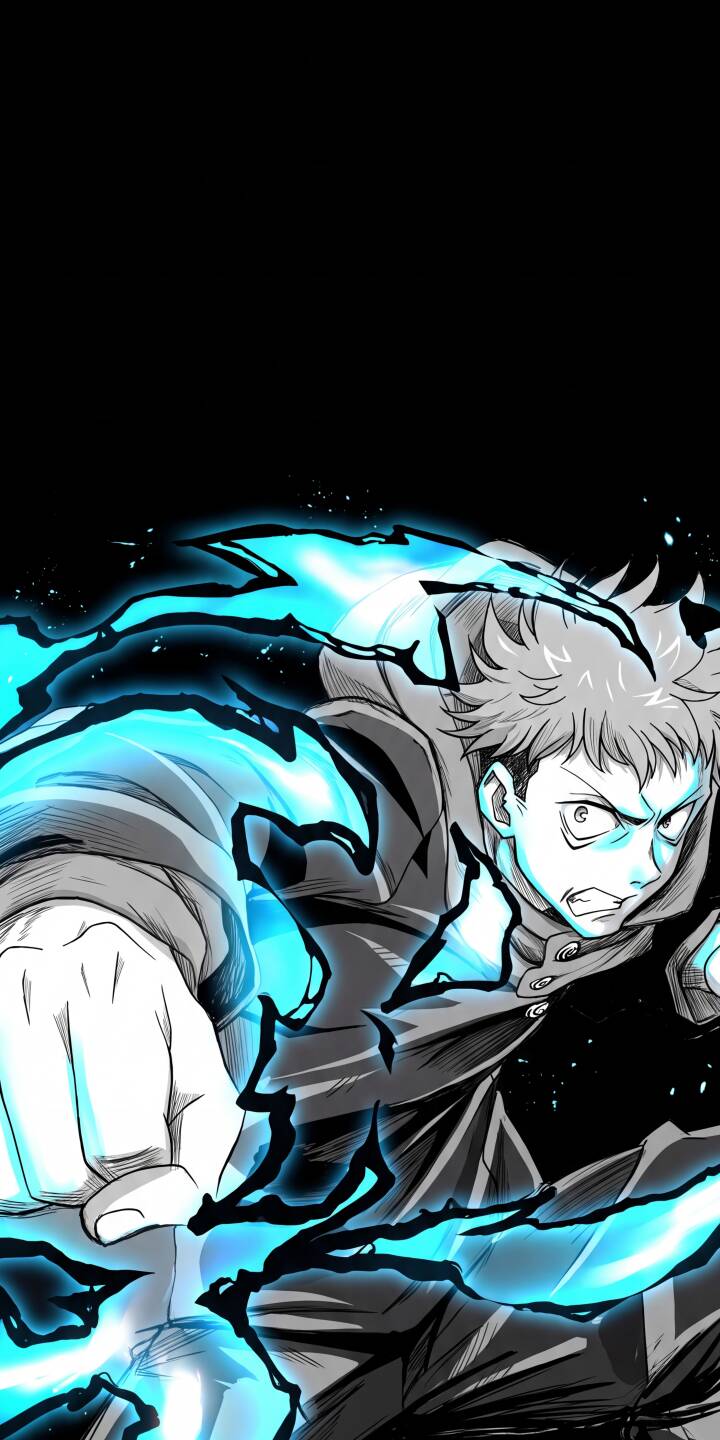 Vibrant cyan cursed energy erupts around Yuji Itadori as he delivers a powerful punch with a fierce expression against a stark black background. This dynamic 4K wallpaper is an essential anime wallpaper for iPhone users looking for intense action. | dark anime iphone wallpaper action mobile 4k wallpaper hd wallpaper itadori jujutsu kaisen yuji itadori cursed energy Vibrant cyan cursed energy erupts around Yuji Itadori as he delivers a powerful punch with a fierce expression against a stark black background. This dynamic 4K wallpaper is an essential anime wallpaper for iPhone users looking for intense action.