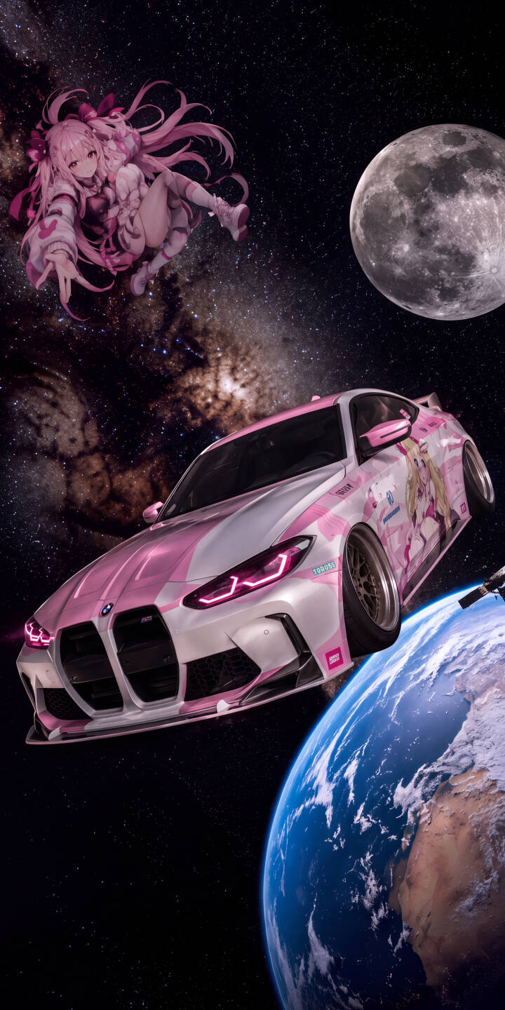 A sleek pink-accented BMW M4 floats effortlessly through the cosmic expanse, featuring a vibrant anime girl beside it and glowing pink headlights. This breathtaking 4K wallpaper offers a unique automotive and space aesthetic, making it an ideal iPhone wallpaper for enthusiasts. | iphone fantasy wallpaper anime girl bmw m4 mobile pink aesthetic 4k wallpaper hd wallpaper cosmic space art itasha car A sleek pink-accented BMW M4 floats effortlessly through the cosmic expanse, featuring a vibrant anime girl beside it and glowing pink headlights. This breathtaking 4K wallpaper offers a unique automotive and space aesthetic, making it an ideal iPhone wallpaper for enthusiasts.
