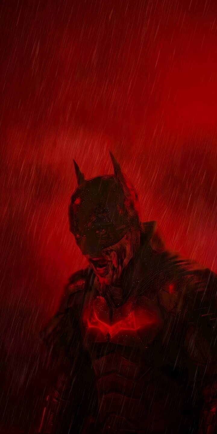 An intense red ambiance and falling rain effects highlight a grim Batman, whose glowing red bat symbol pierces the darkness in this dramatic 4K wallpaper. This gritty superhero wallpaper is perfect for any iPhone, capturing the Dark Knight's unyielding resolve. | aesthetic batman 4k robert pattinson dccomics An intense red ambiance and falling rain effects highlight a grim Batman, whose glowing red bat symbol pierces the darkness in this dramatic 4K wallpaper. This gritty superhero wallpaper is perfect for any iPhone, capturing the Dark Knight's unyielding resolve.
