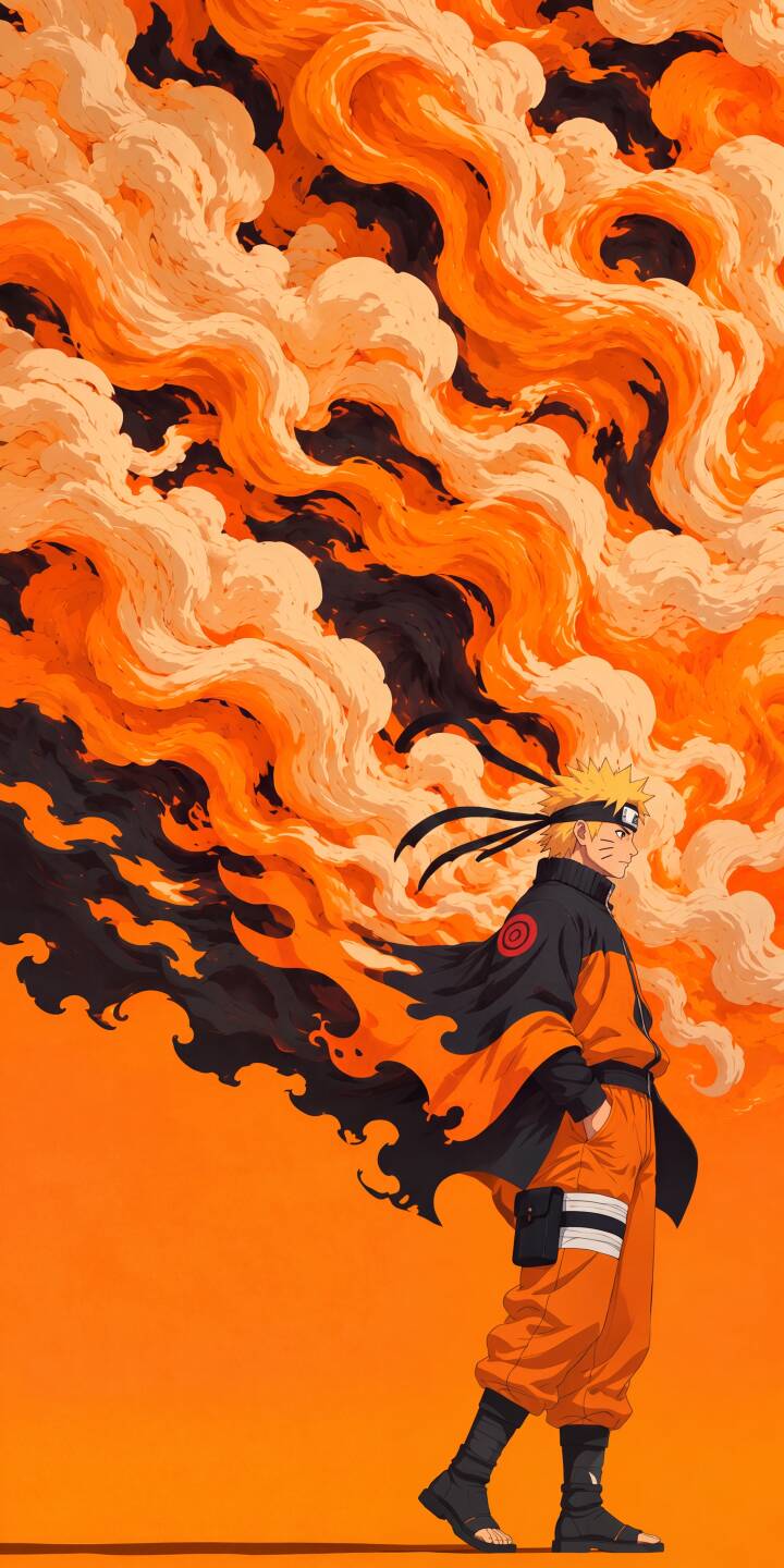 A stylized Naruto stands calmly, clad in his iconic orange and black attire, against a powerful backdrop of swirling orange and deep black smoke that billows dynamically in this stunning 4K wallpaper — an essential iPhone wallpaper for any fan. | aesthetic orange anime naruto iphone ninja wallpaper mobile flames naruto uzumaki 4k wallpaper hd wallpaper A stylized Naruto stands calmly, clad in his iconic orange and black attire, against a powerful backdrop of swirling orange and deep black smoke that billows dynamically in this stunning 4K wallpaper — an essential iPhone wallpaper for any fan.