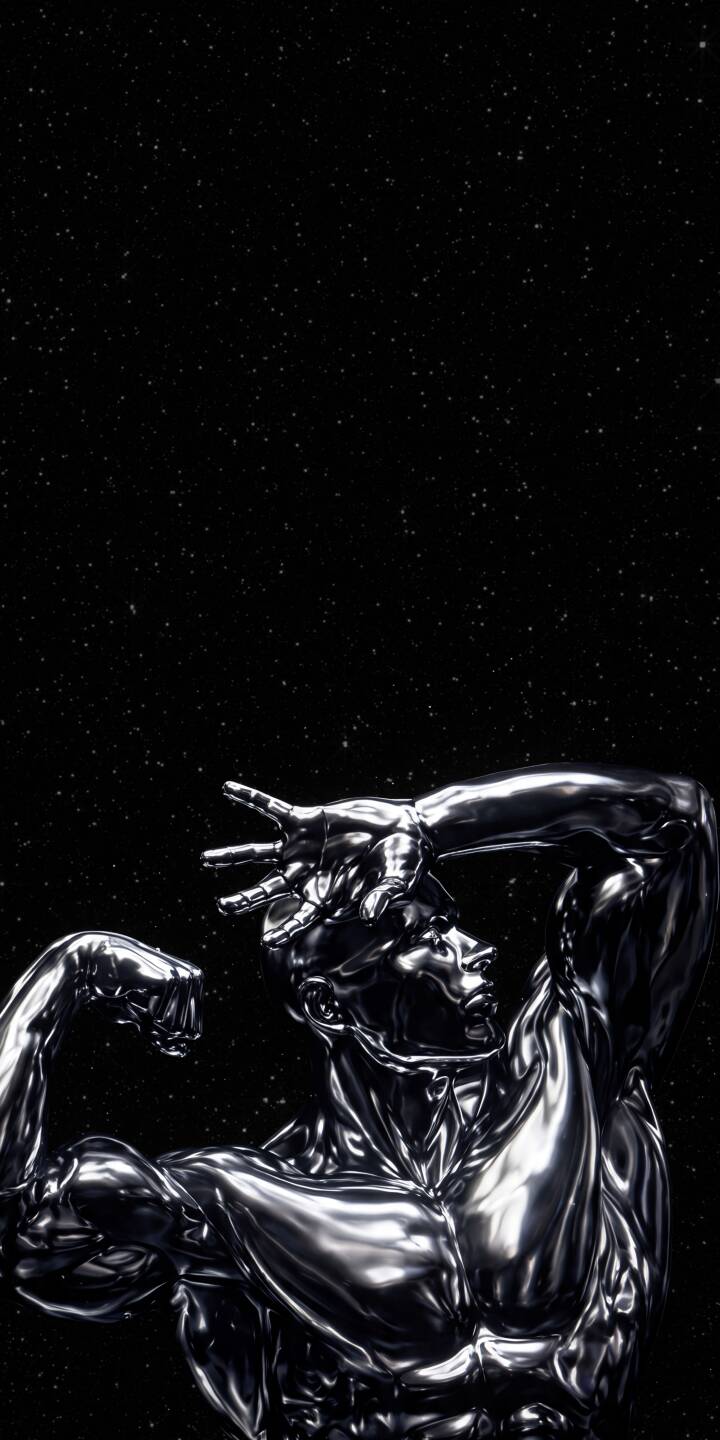 The gleaming chrome musculature of a powerful figure is captured mid-flex, casting vibrant reflections against a subtle starry black background in this stunning 4K wallpaper. It's an epic wallpaper perfect for iPhone users looking for a modern, strong aesthetic. | dark muscle silver sculpture chrome iphone wallpaper mobile metallic 4k wallpaper hd wallpaper cosmic The gleaming chrome musculature of a powerful figure is captured mid-flex, casting vibrant reflections against a subtle starry black background in this stunning 4K wallpaper. It's an epic wallpaper perfect for iPhone users looking for a modern, strong aesthetic.