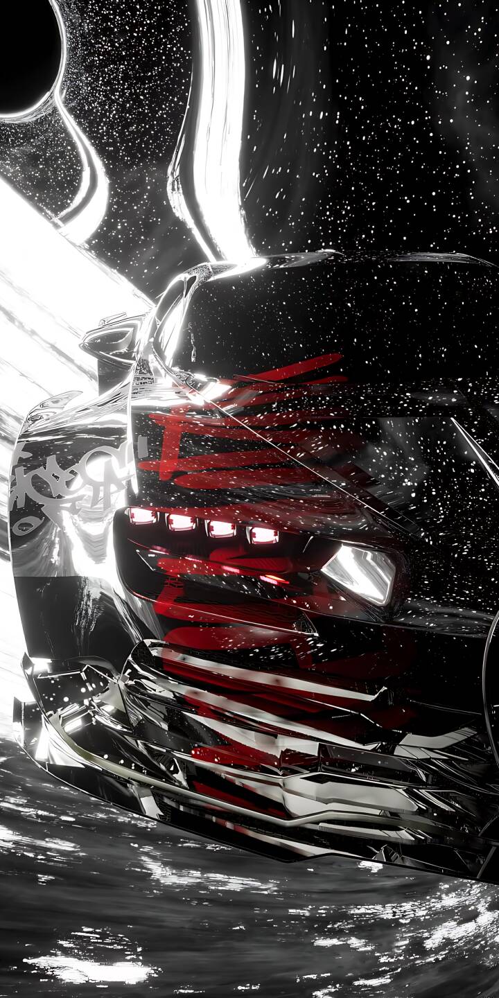 Gleaming chrome reflections highlight the sleek lines of a futuristic vehicle, detailed with vibrant red accents against a swirling, starry abyss in this captivating 4K wallpaper. This stunning abstract car wallpaper is a must-have for your iPhone screen. | dark chrome iphone abstract wallpaper cyber mobile luxury car 4k wallpaper hd wallpaper sci-fi futuristic car Gleaming chrome reflections highlight the sleek lines of a futuristic vehicle, detailed with vibrant red accents against a swirling, starry abyss in this captivating 4K wallpaper. This stunning abstract car wallpaper is a must-have for your iPhone screen.